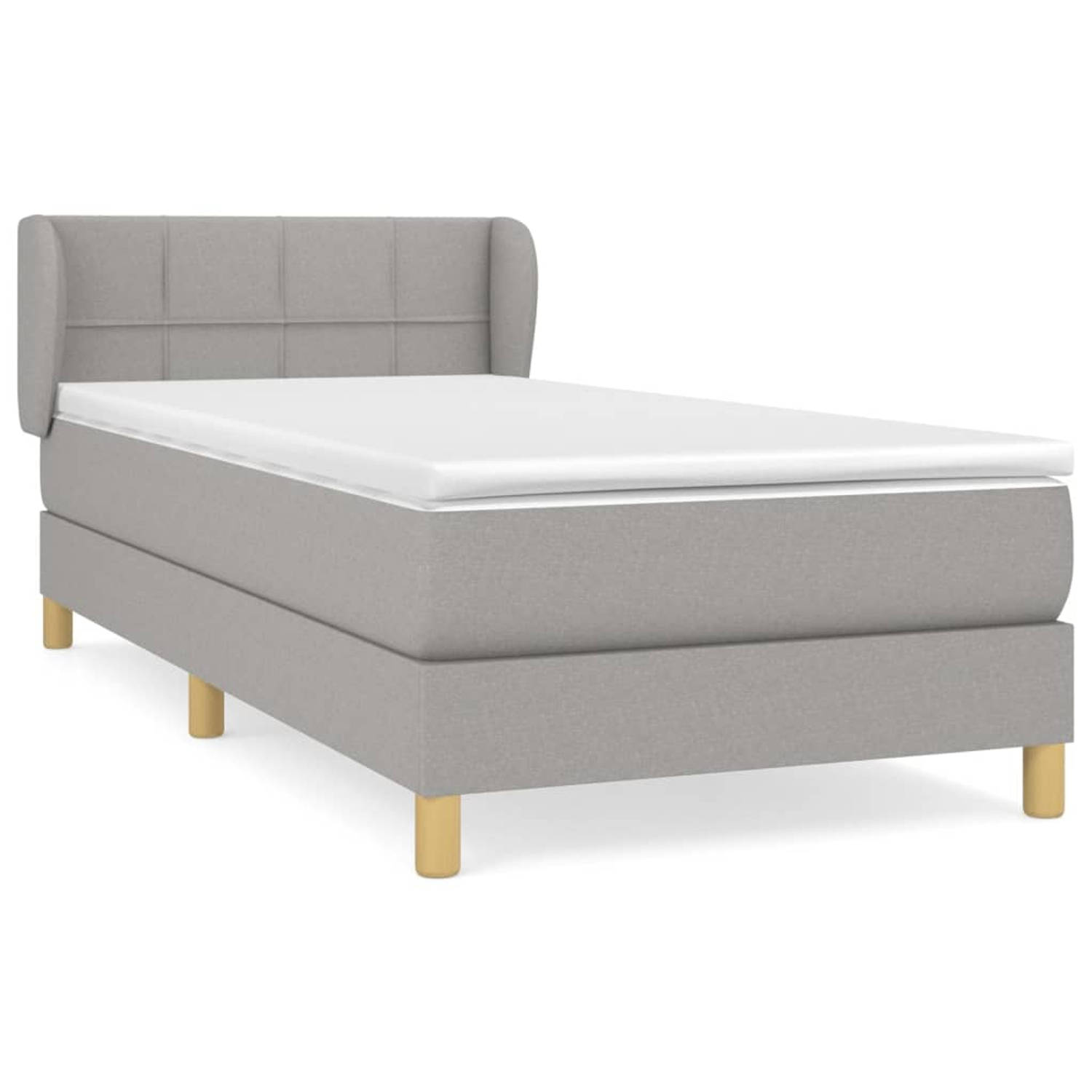 The Living Store Boxspringbed - Comfortabel - Bed - 193 x 93 x 78/88 cm - Lichtgrijs