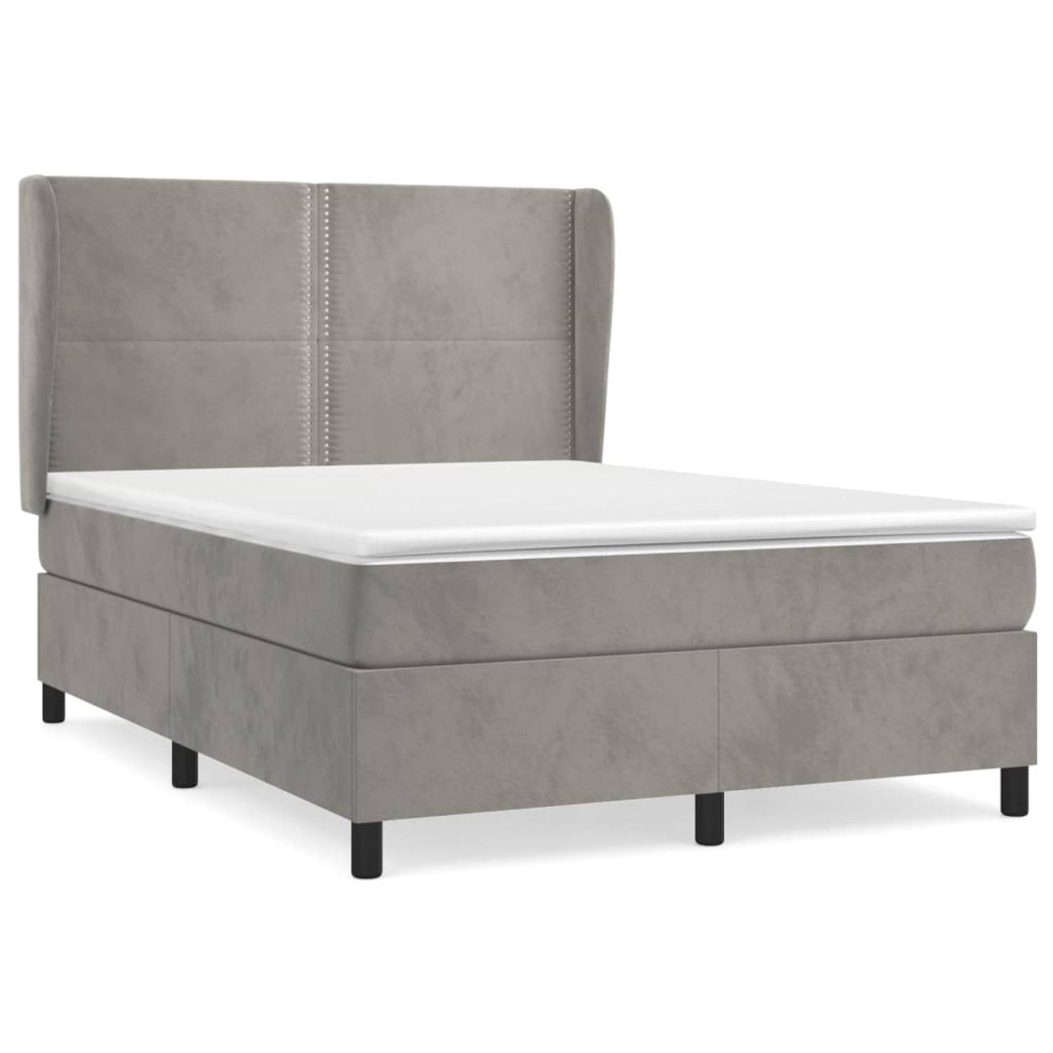 The Living Store Boxspringbed - Fluweel - Bedset 140x190cm - Pocketvering