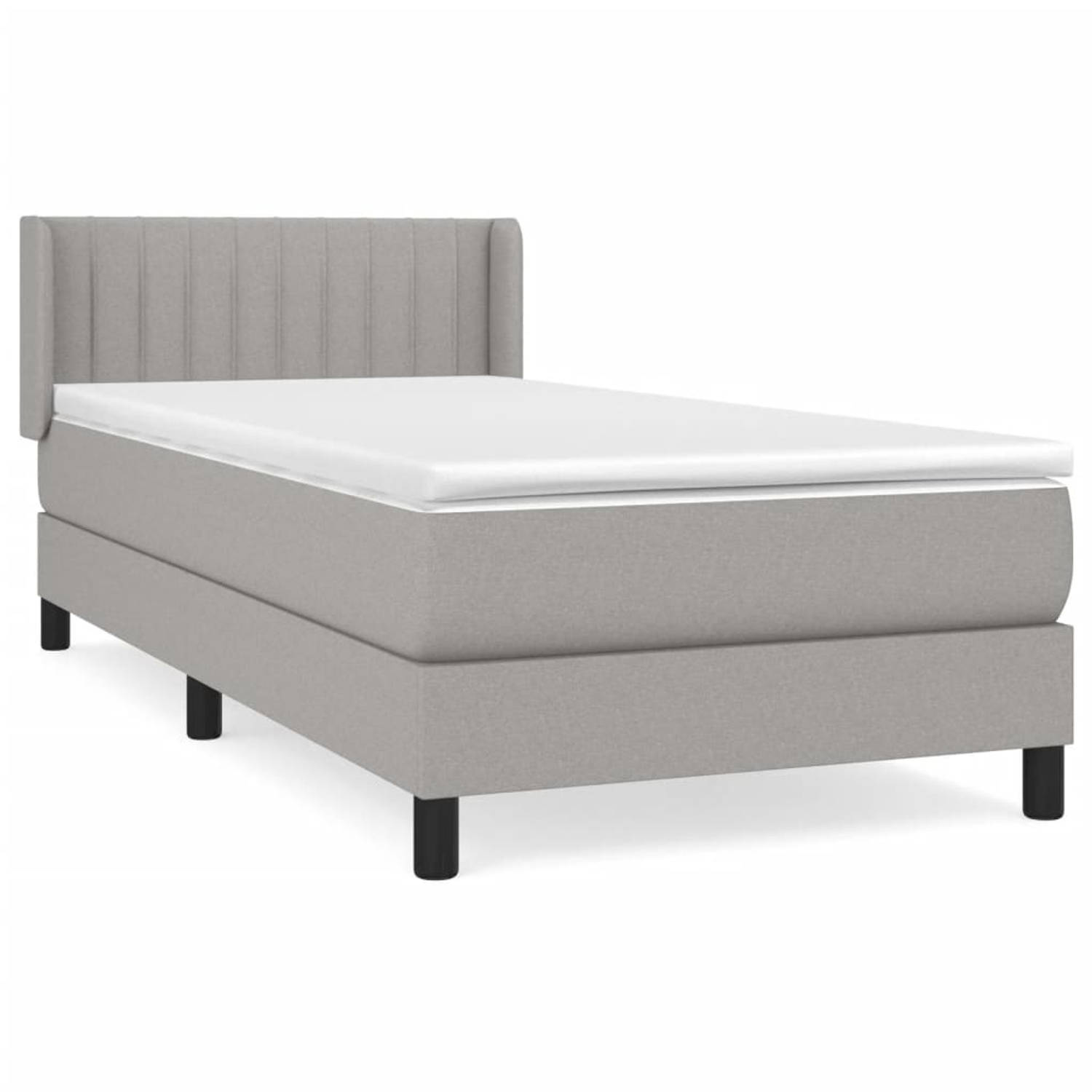 The Living Store Boxspringbed - Comfort - Bed - 203 x 93 x 78/88 cm - Lichtgrijs - Pocketvering matras - Middelharde ondersteuning - Huidvriendelijk topmatras