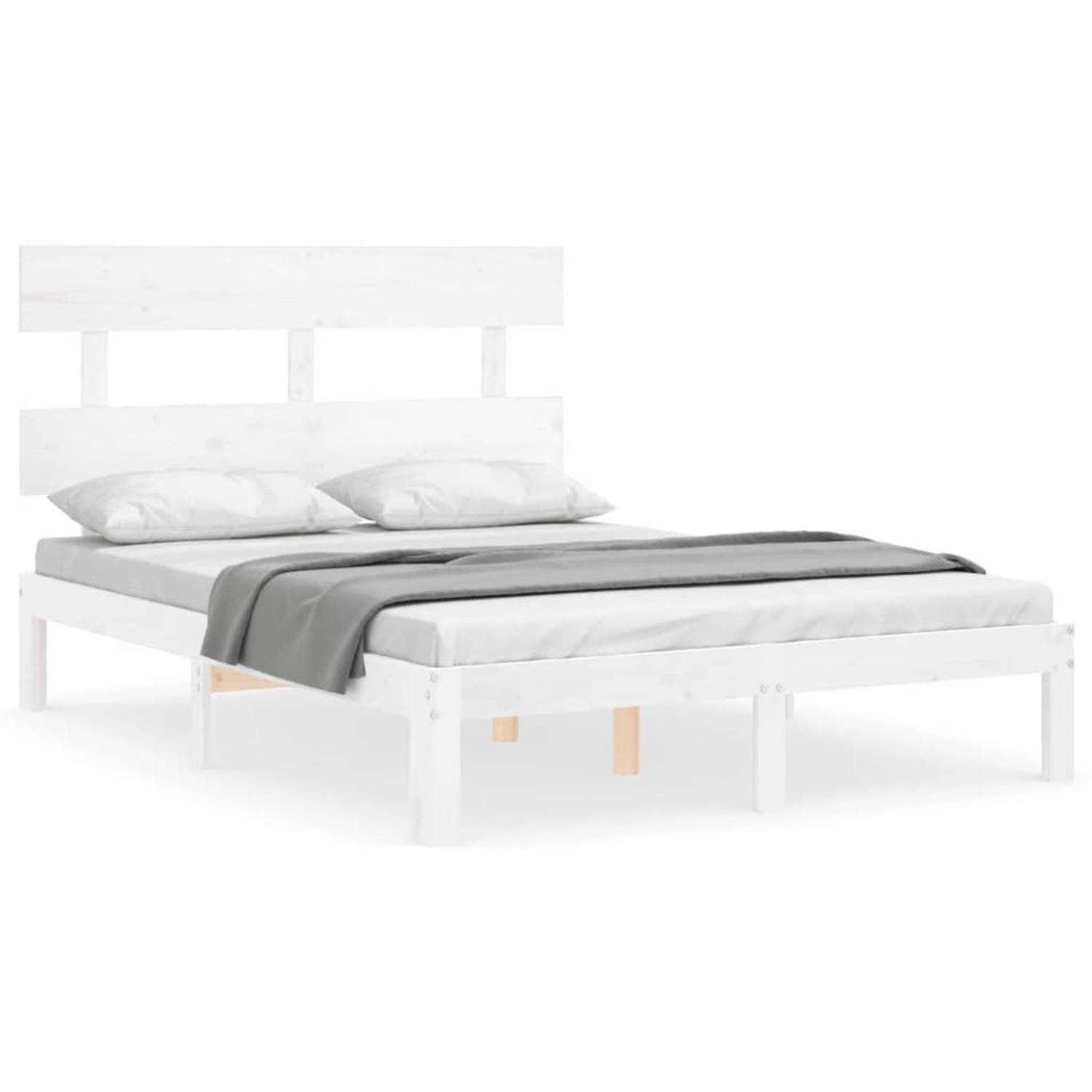 The Living Store Bed The Living Store Bedframe Grenenhout Wit 193.5 x 143.5 x 81 cm