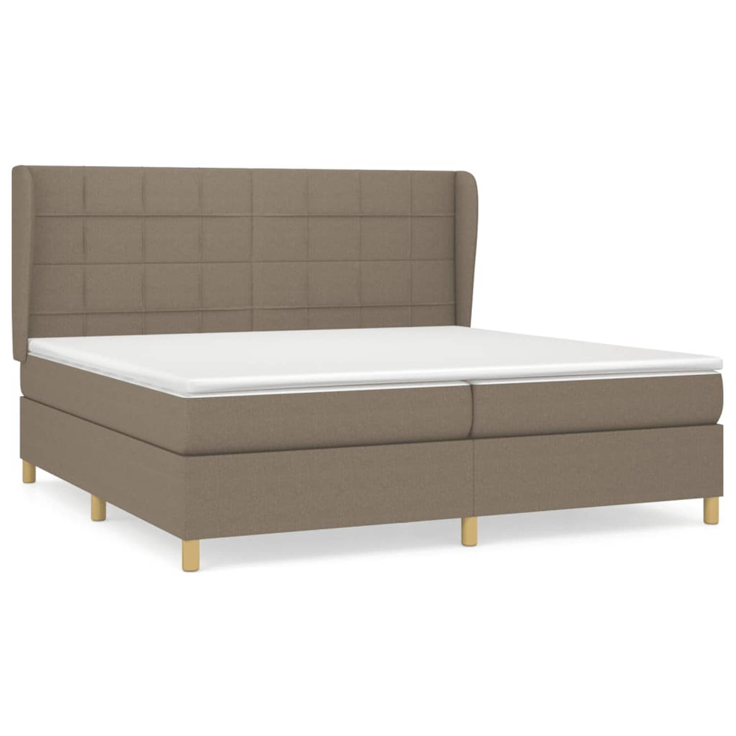 The Living Store Boxspringbed - Comfort - Bed - 203 x 203 x 118/128 cm - Taupe