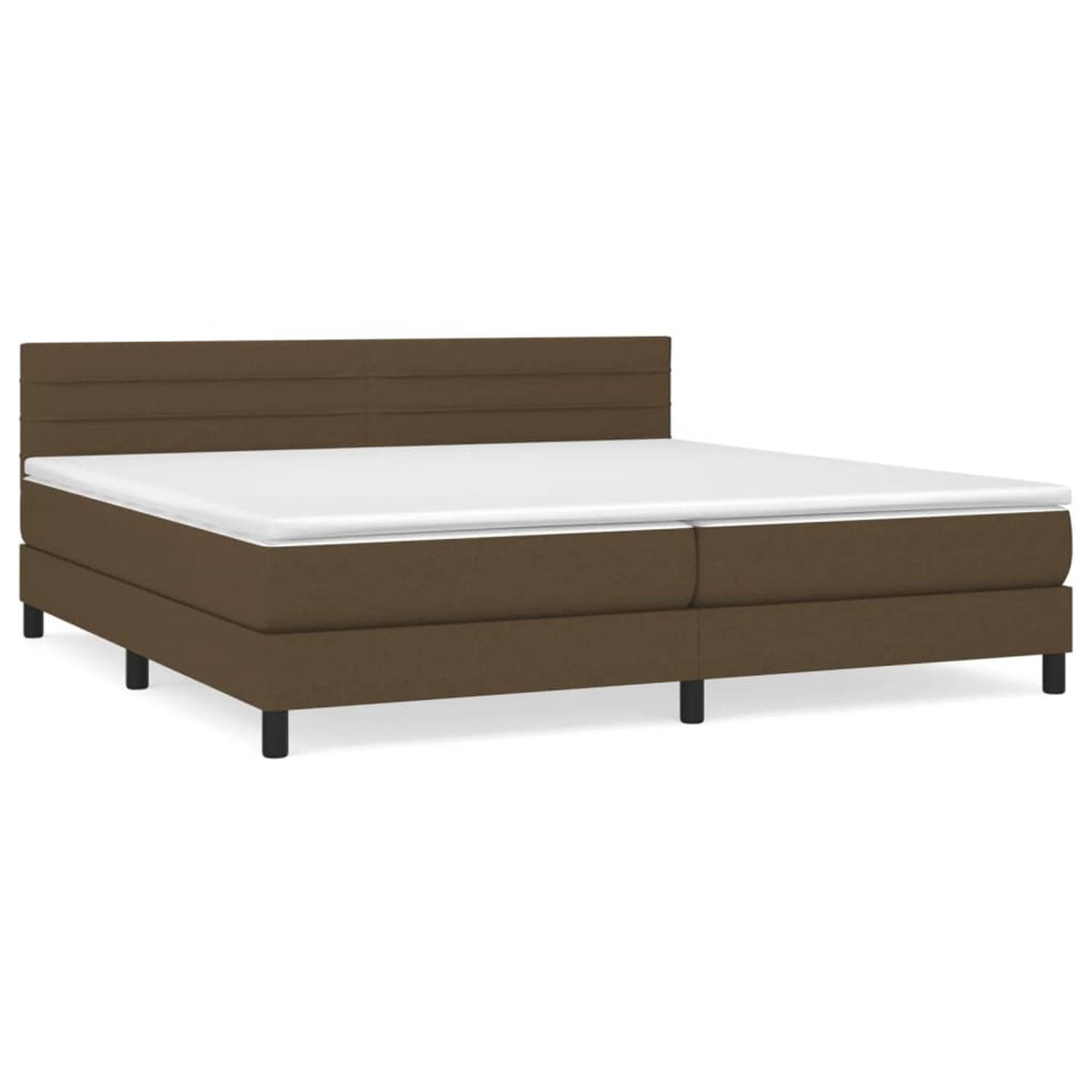The Living Store Boxspring met matras stof donkerbruin 200x200 cm - Bed