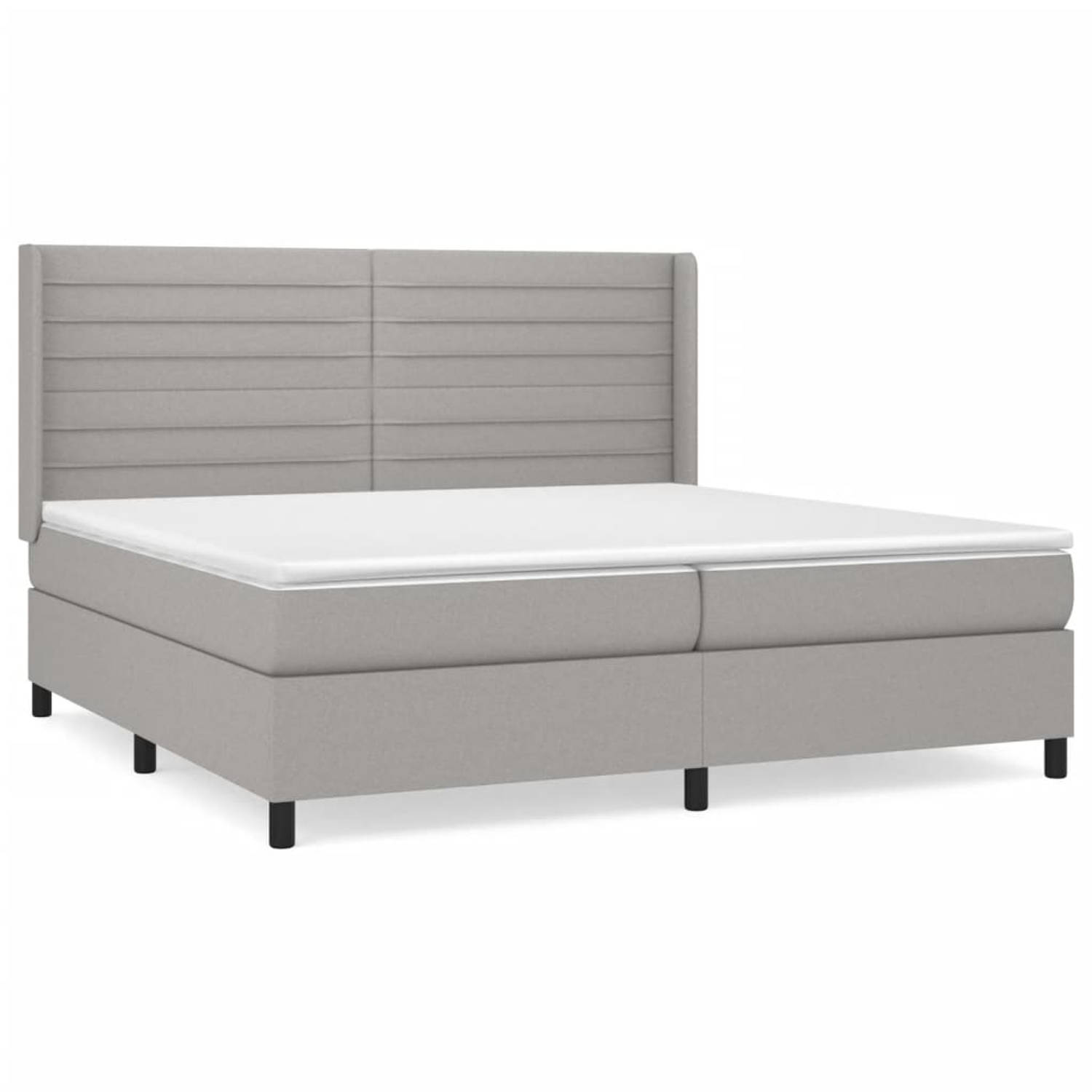 The Living Store Boxspringbed - The Living Store - Bed - 203 x 203 x 118/128 cm - Lichtgrijs