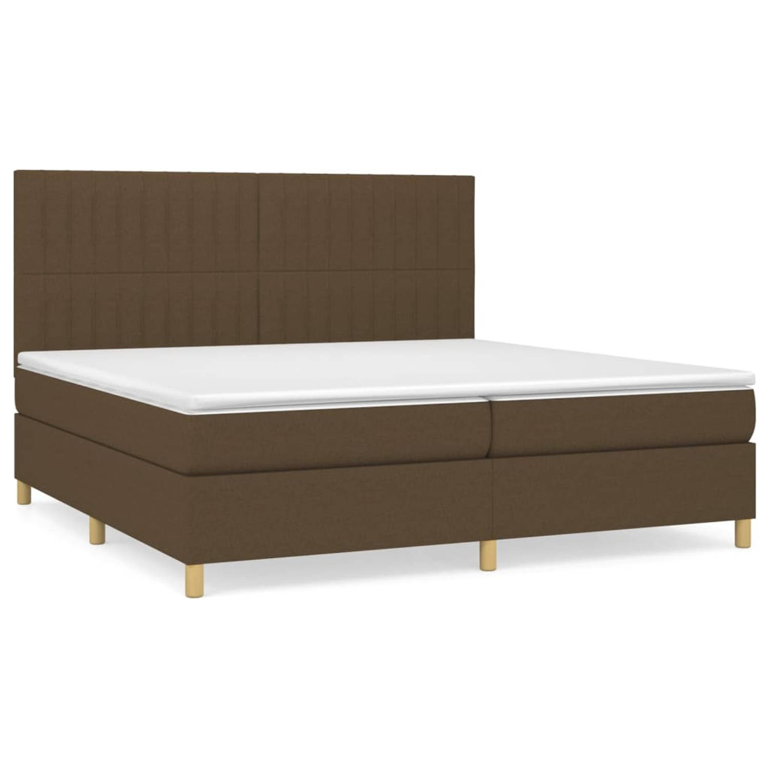 The Living Store Boxspringbed - Donkerbruin - 203 x 200 x 118/128 cm - Pocketvering