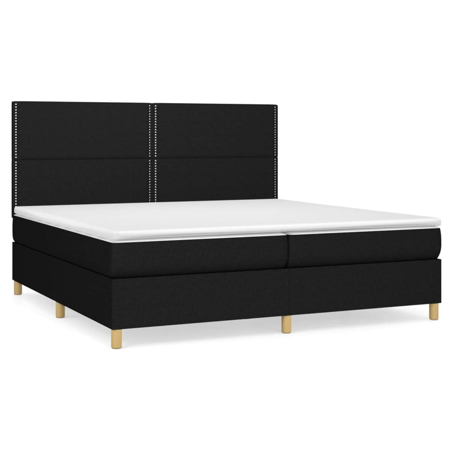 The Living Store Boxspringbed - Bed - 203 x 200 x 118/128 cm - Zwart