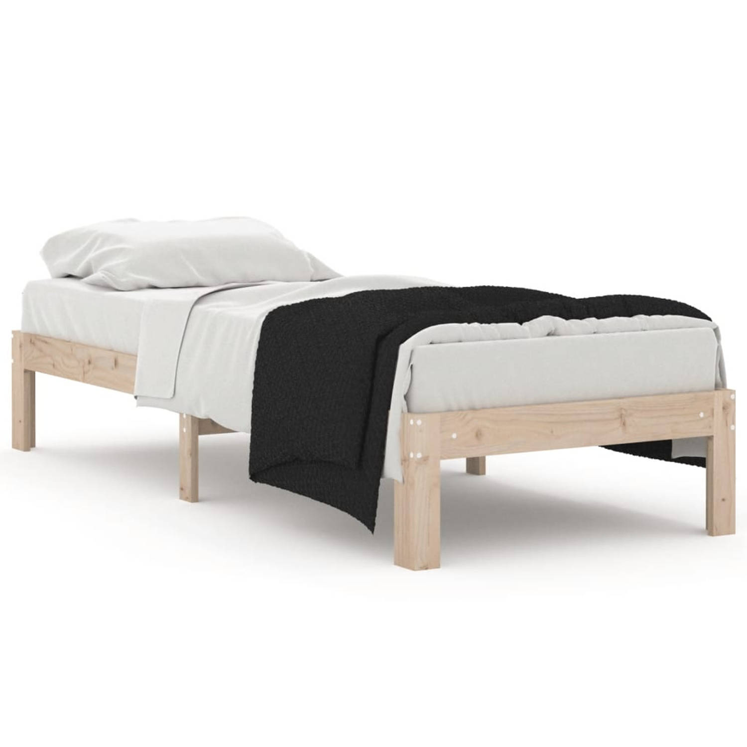 The Living Store Houten Bedframe - eenpersoonsbed - 193.5 x 78.5 x 30 cm - massief grenenhout - multiplex lattenbodem - geschikt voor 75 x 190 cm matras - montage vereist