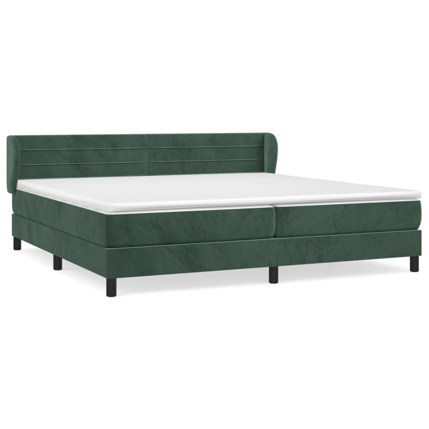 The Living Store Boxspringbed Fluwelen XL - Donkergroen - 203 x 203 x 78/88 cm - Pocketvering