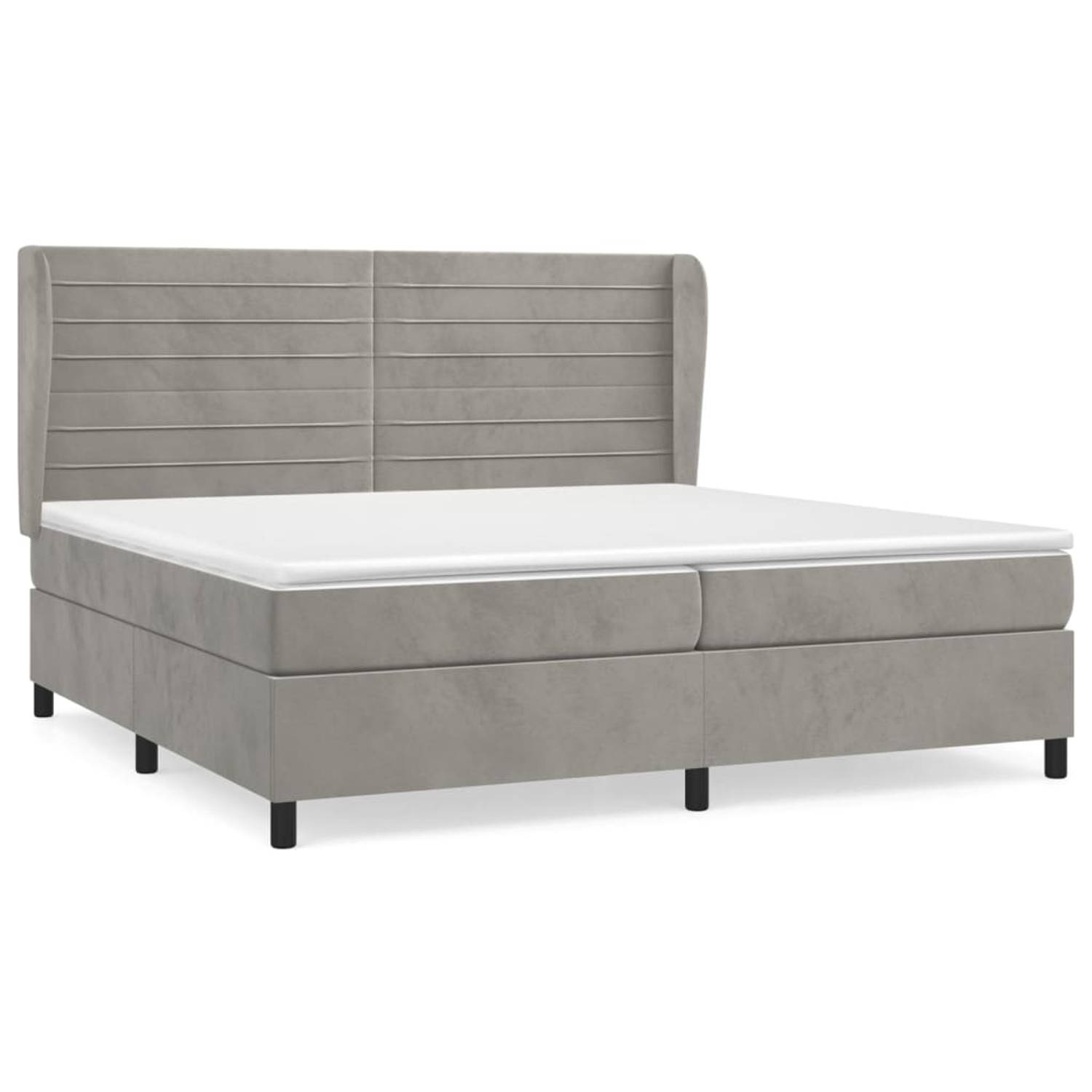 The Living Store Boxspringbed - Comfort - Bed - 203 x 203 x 118/128 cm - Fluwelen Materiaal