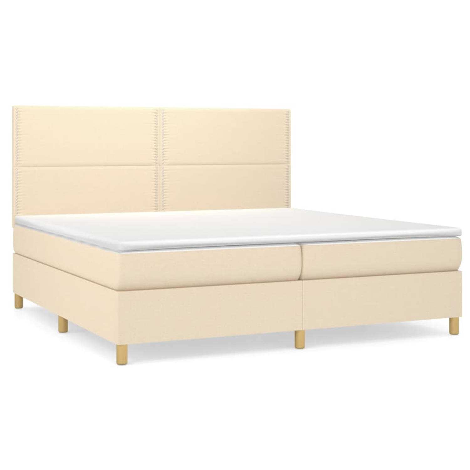 The Living Store Boxspringbed Vesta - Kingsize - Crème - 203x200x128 cm - Duurzaam materiaal