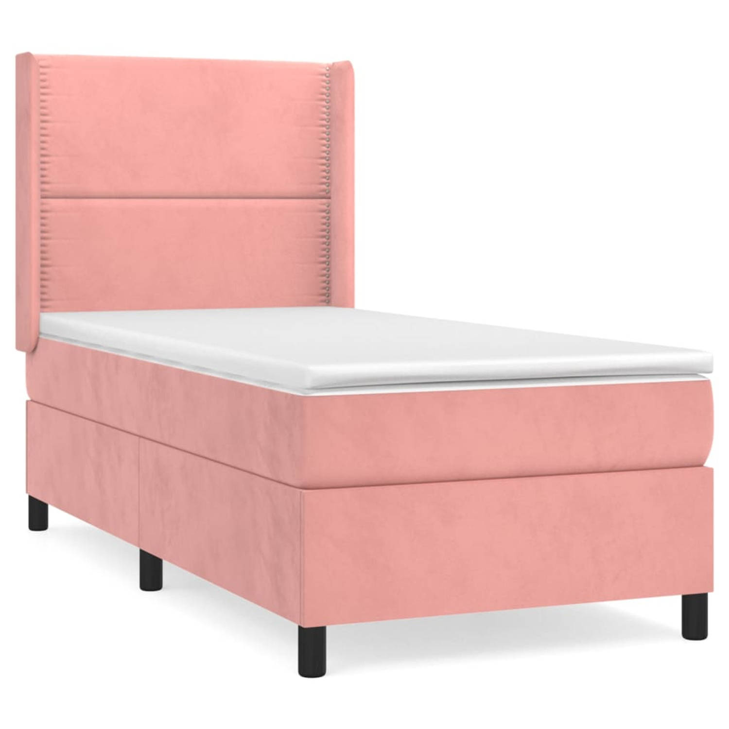 The Living Store Boxspringbed - Comfort - Bed - 203x103x118/128cm - Kleur- roze