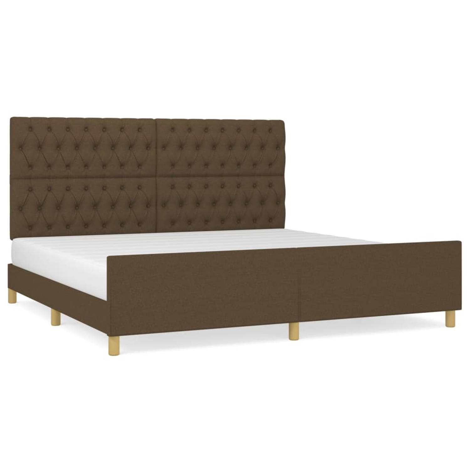 The Living Store Bedframe - Donkerbruin - 203 x 206 x 118/128 cm - Verstelbaar hoofdeind - Duurzaam materiaal