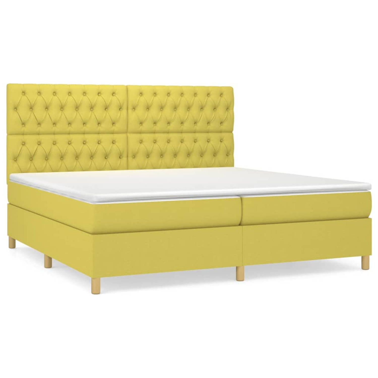 The Living Store Boxspringbed - Comfort - Bed - 203 x 200 x 118/128 cm - Groen