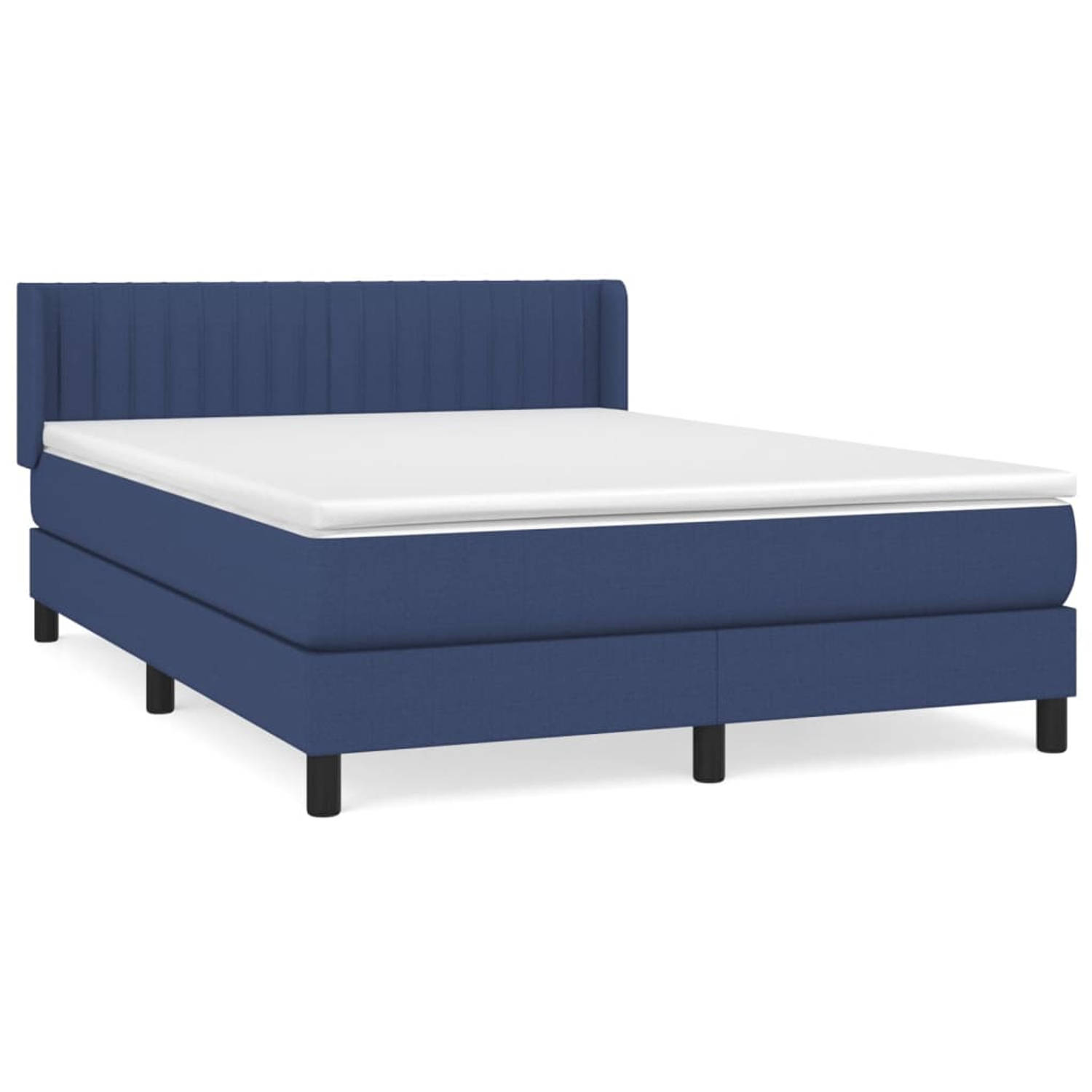 The Living Store Bed The Living Store Boxspring - 140 x 200 x 78/88 cm - Blauw - Pocketvering mattress - Middelharde ondersteuning - Huidvriendelijke topmatras