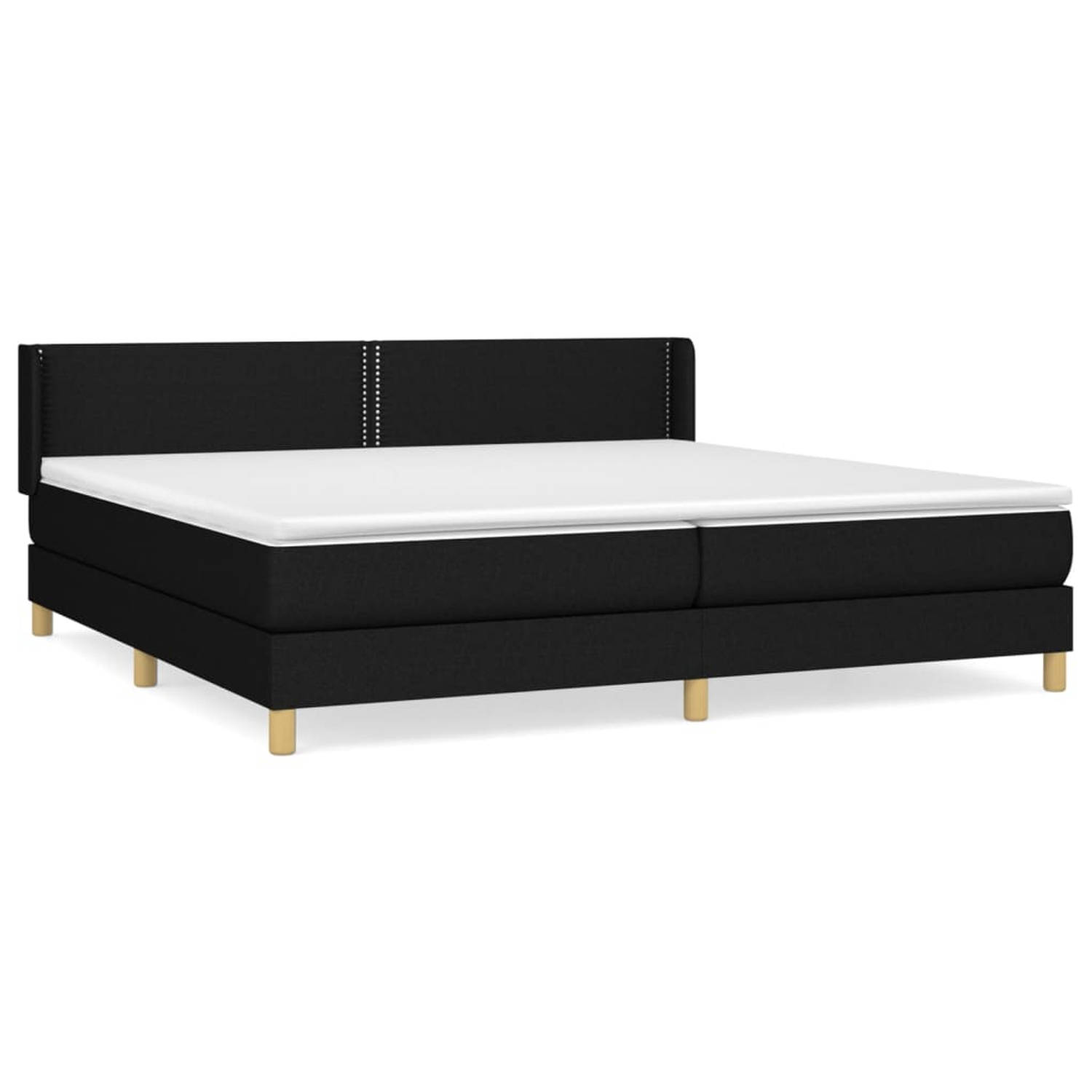 The Living Store Boxspringbed - Zwarte stoffen bedset - 203 x 203 x 78/88 cm - Pocketvering matras - Huidvriendelijk topmatras