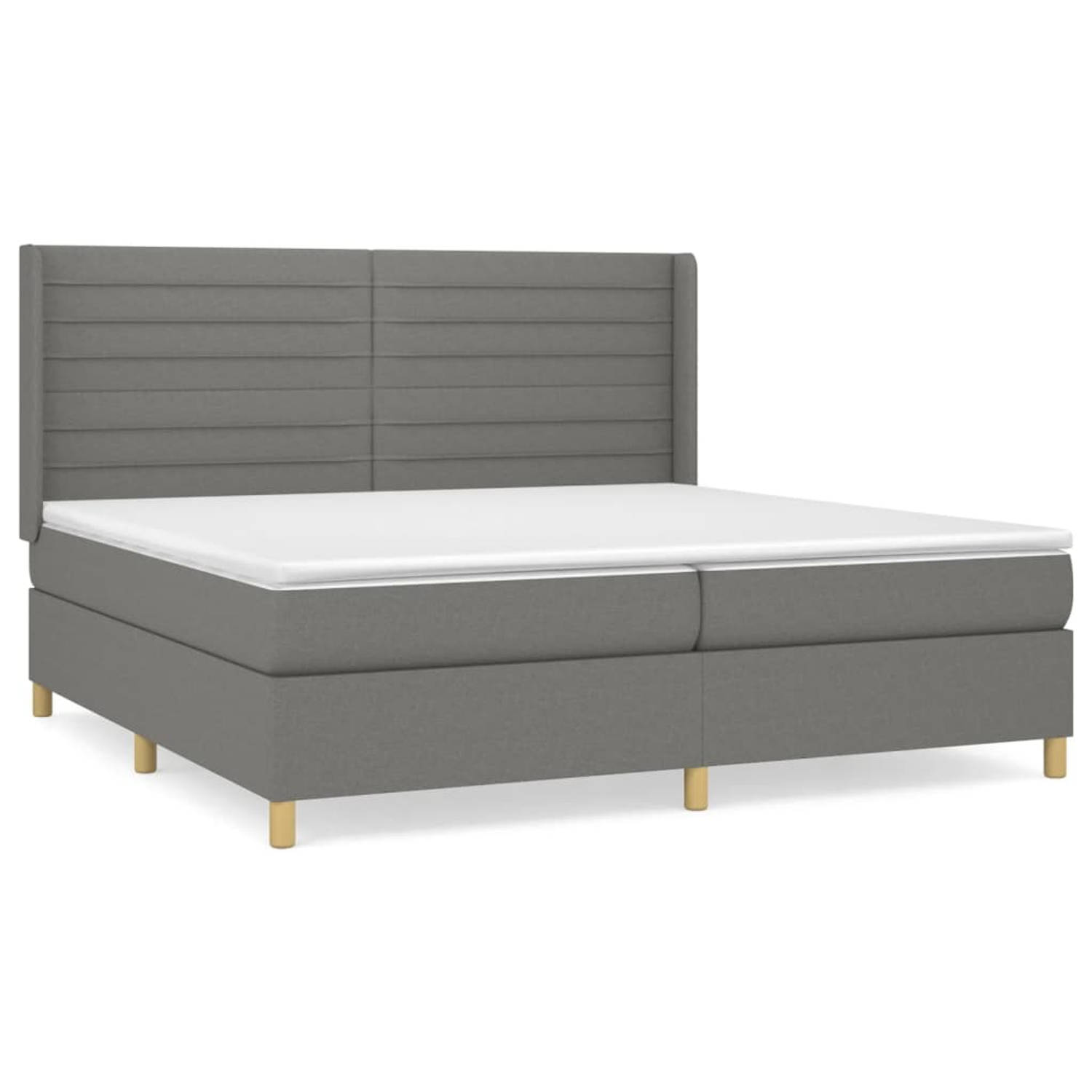 The Living Store Boxspringbed - Comfort Sleep - Bed - 203x203x118/128 cm - Donkergrijs