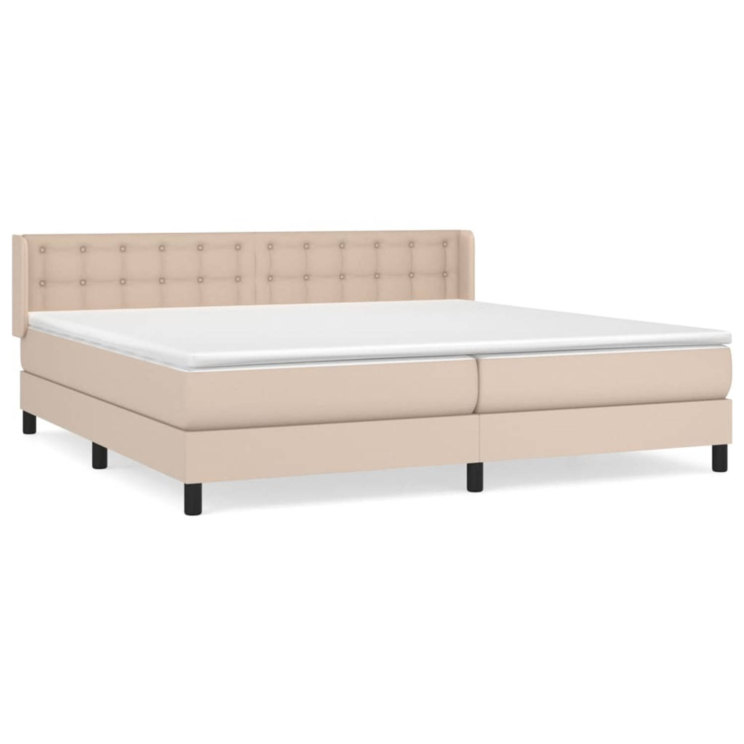 The Living Store Boxspringbed - Cappuccino - Kunstleer - 203 x 203 x 78/88 cm - Hoogwaardig materiaal en verstelbaar hoofdbord