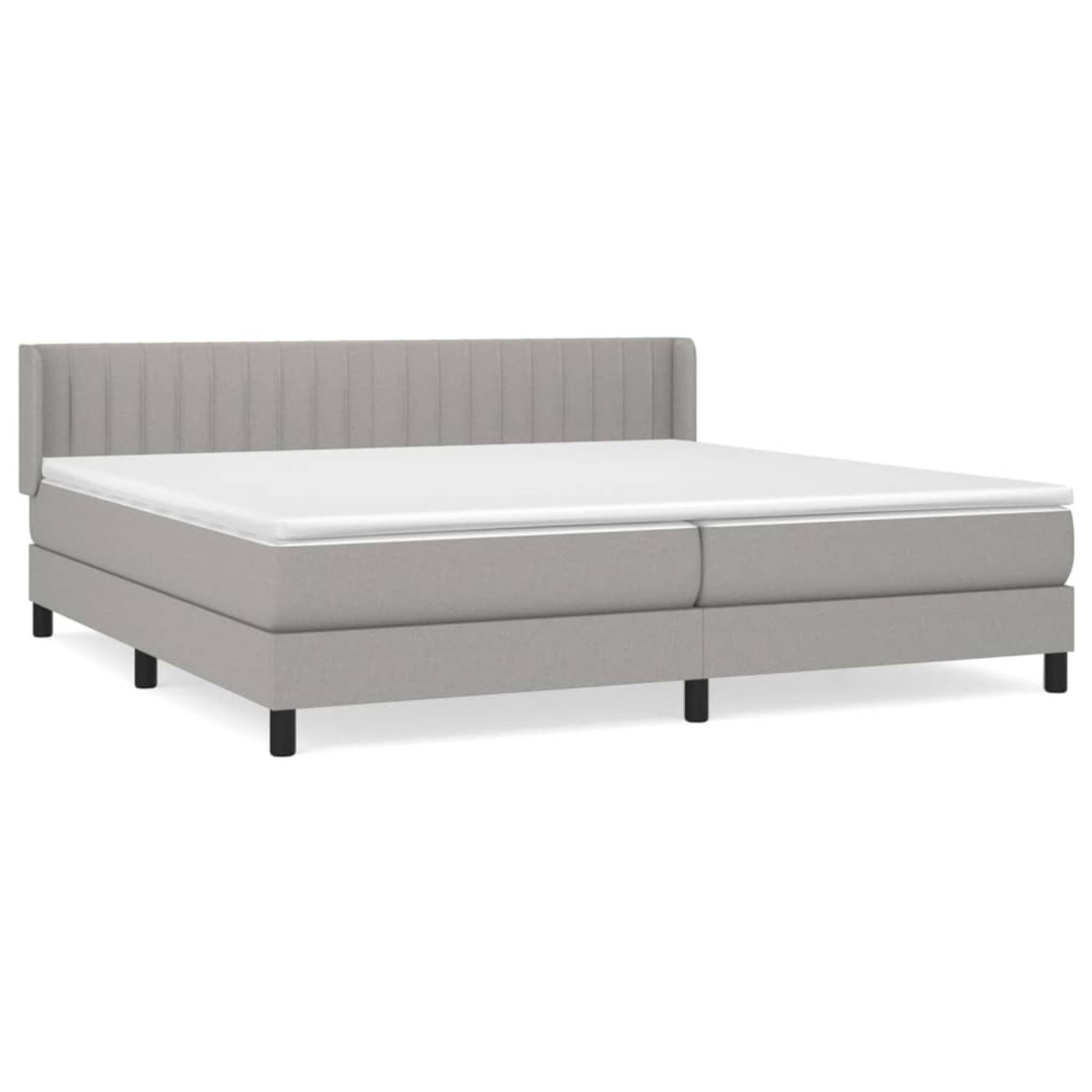 The Living Store boxspringbed - lichtgrijs - 203x203x78/88 cm - pocketvering matras - middelharde ondersteuning