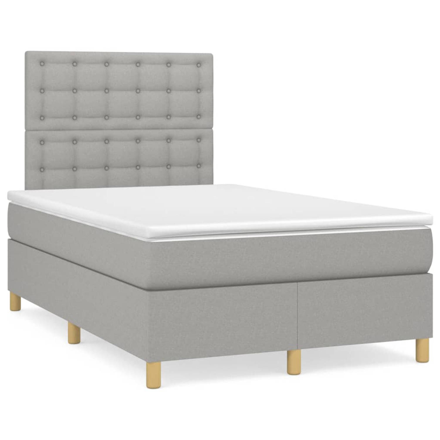 The Living Store Boxspringbed - Pocketvering - 120x200 - Lichtgrijs