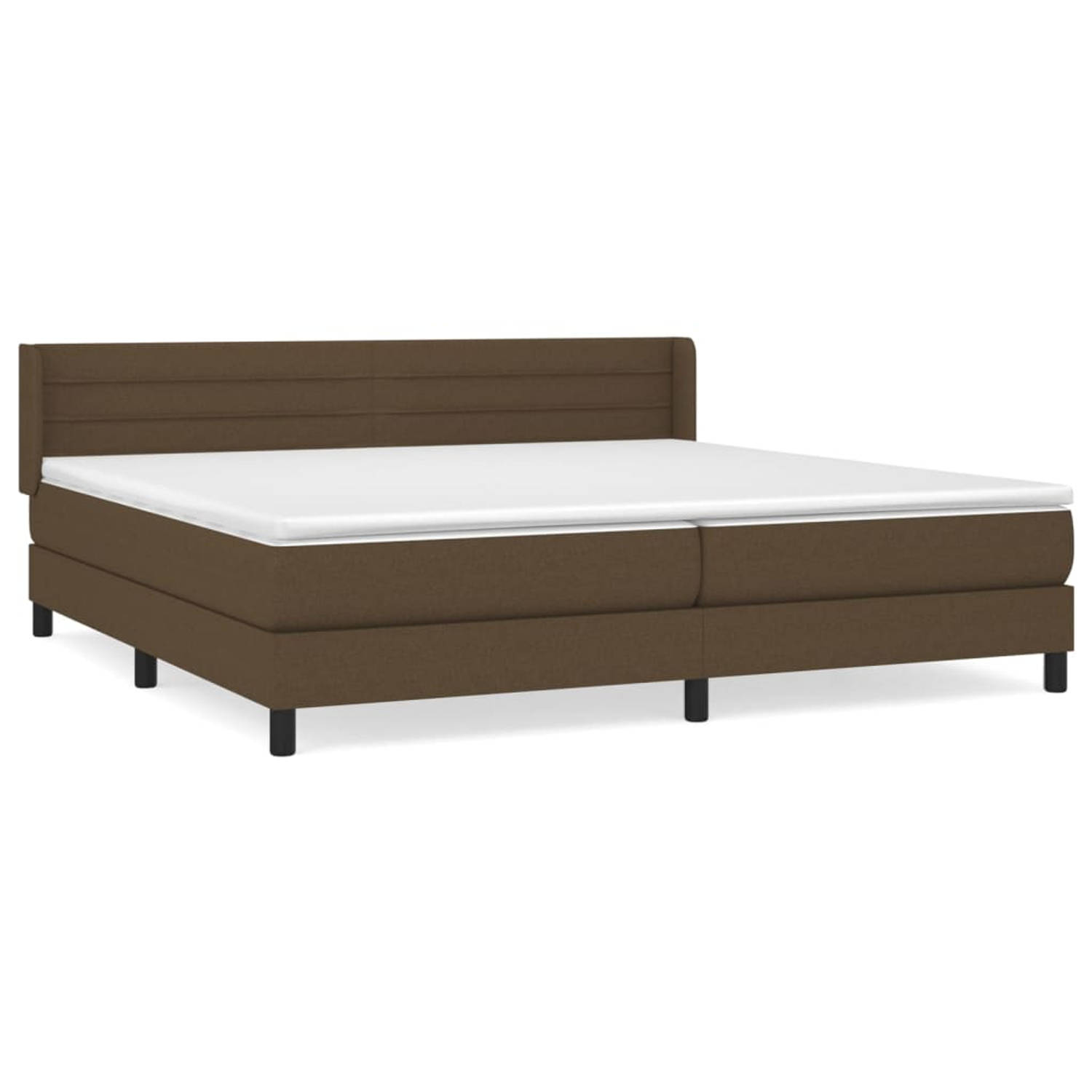 The Living Store Boxspringbed Donkerbruin - 203 x 203 x 78/88 cm - Pocketvering matras - Middelharde ondersteuning - Huidvriendelijk topmatras