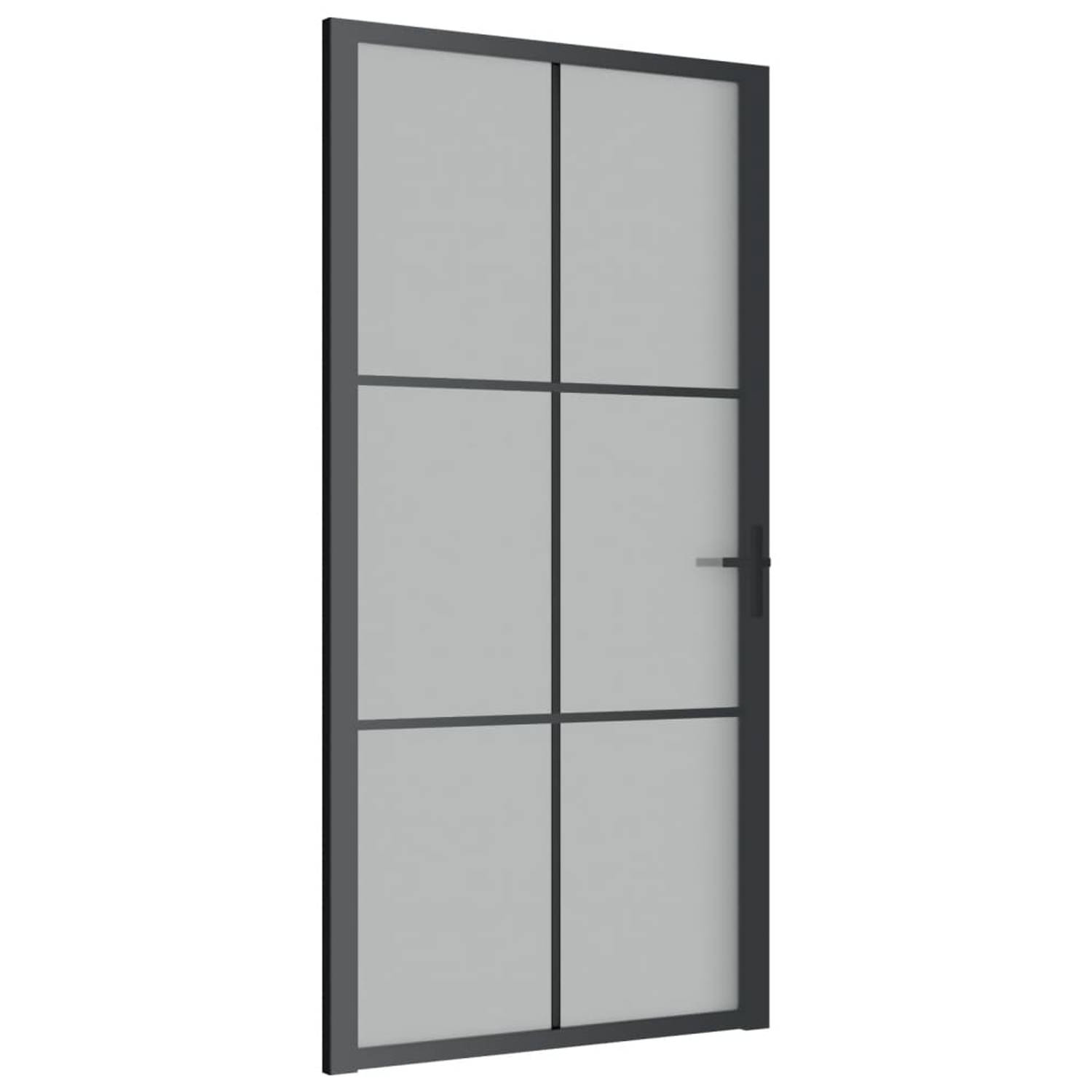 The Living Store Glazen Binnendeur - 102.5 x 201.5 cm - Mat Glas - Aluminium Frame - Zwart - Gehard Glas - Montagehandleiding Inbegrepen