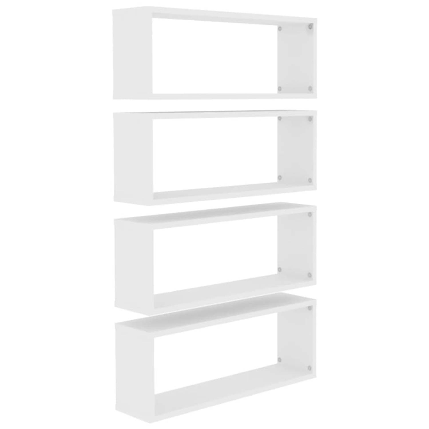 The Living Store Wandplanken - set van 4 - Vakkenkasten van wit spaanplaat - Afmetingen- 60x15x23 cm - Eenvoudig te installeren - Stijlvolle opbergruimte