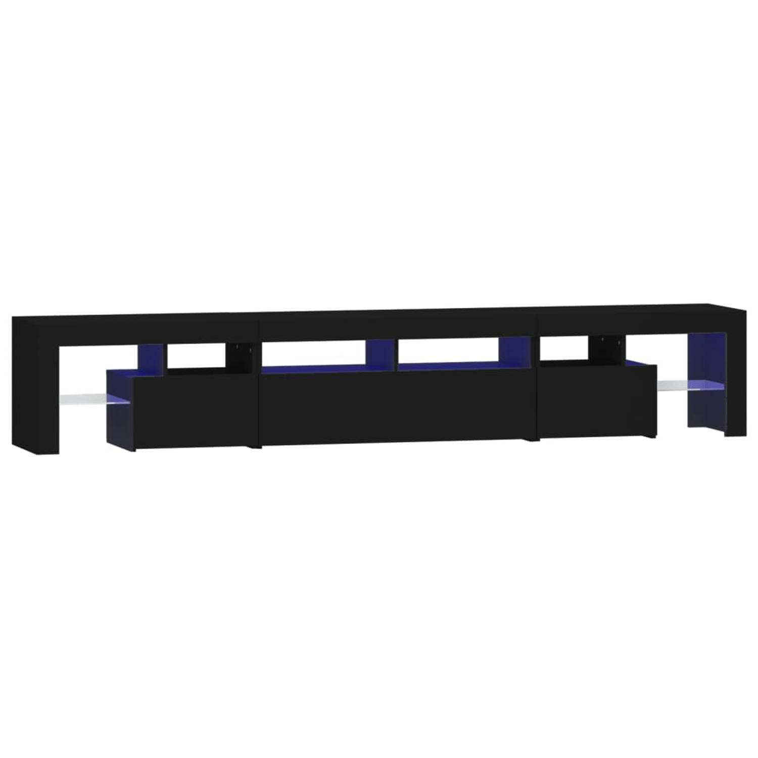 The Living Store TV-meubel - LED-verlichting - opbergruimte - zwart - 230 x 36.5 x 40 cm