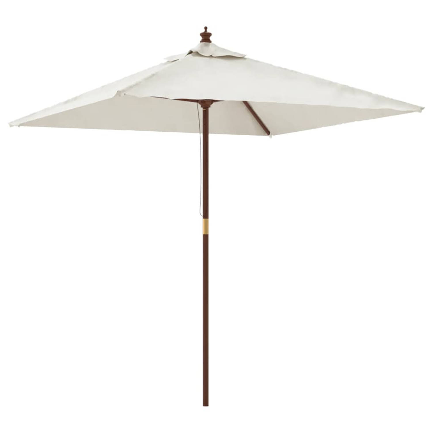 The Living Store Parasol Hardhout - 198 x 198 x 231 cm - Zand - Polyester