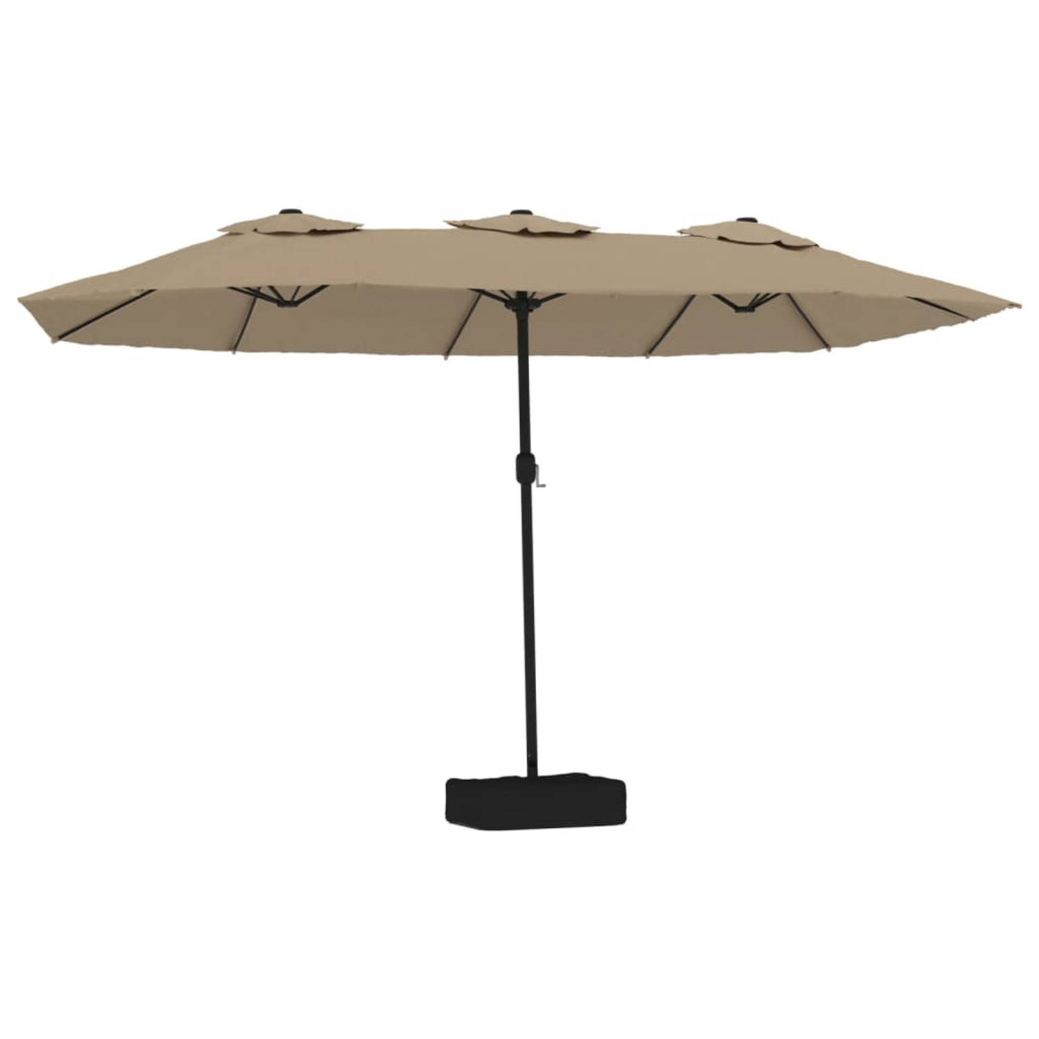 The Living Store Dubbele Parasol - Taupe en Donkergrijs - 449 x 265 x 245 cm - LED-verlichting - Duurzaam Polyester - Sterk Frame