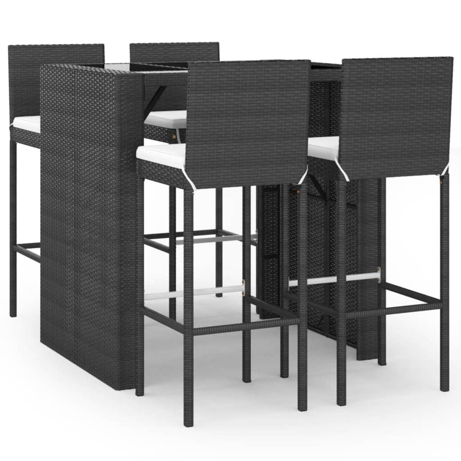 The Living Store Tuinbarset - PE-rattan - zwart - 105 x 80 x 110 cm - weerbestendig