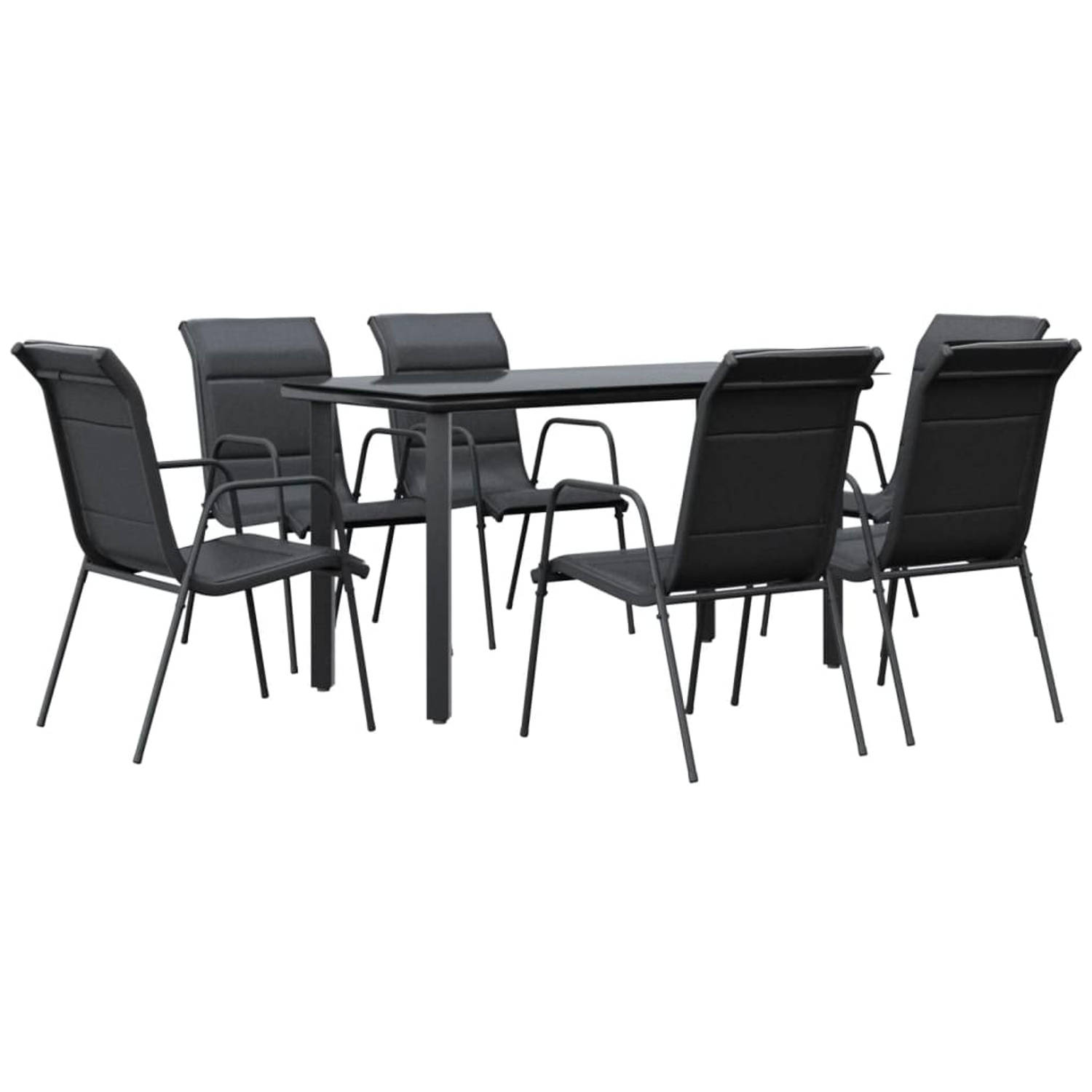 The Living Store Tuinset - Stabiel frame - Duurzaam materiaal - Stevig tafelblad - Comfortabele zitervaring - Incl - 6 stoelen - Afmetingen tafel- 140x70x74cm - Afmetingen stoel- 5