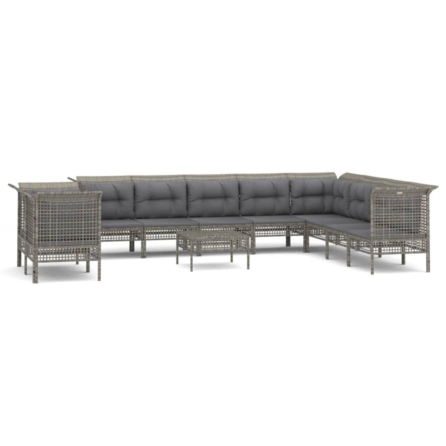The Living Store Tuin loungeset - Grijs - PE-rattan - 65 x 65 x 75 cm - Modulair design