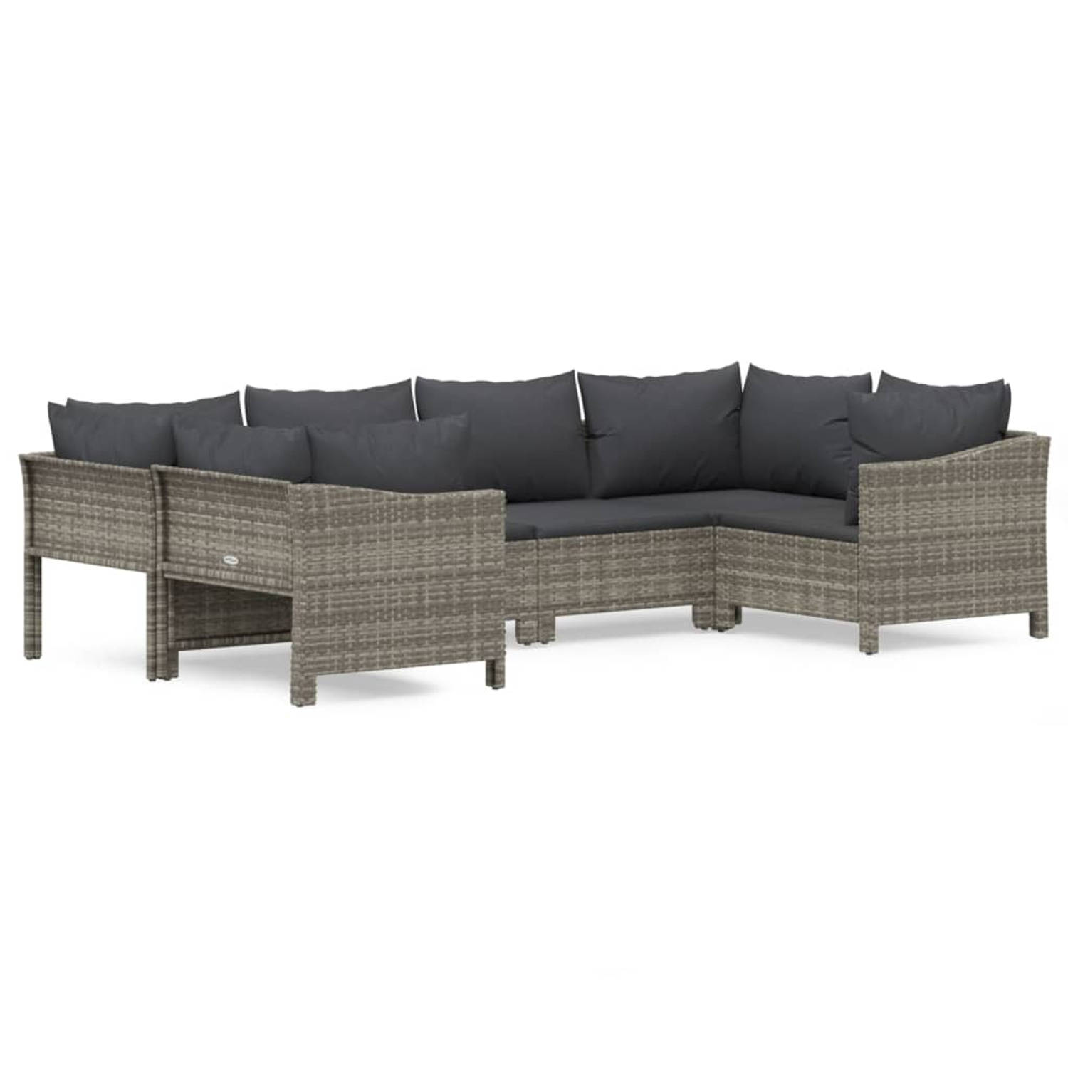 The Living Store Loungeset - - Tuinmeubelen - 63 x 63 x 55.5 cm - Grijs PE-rattan