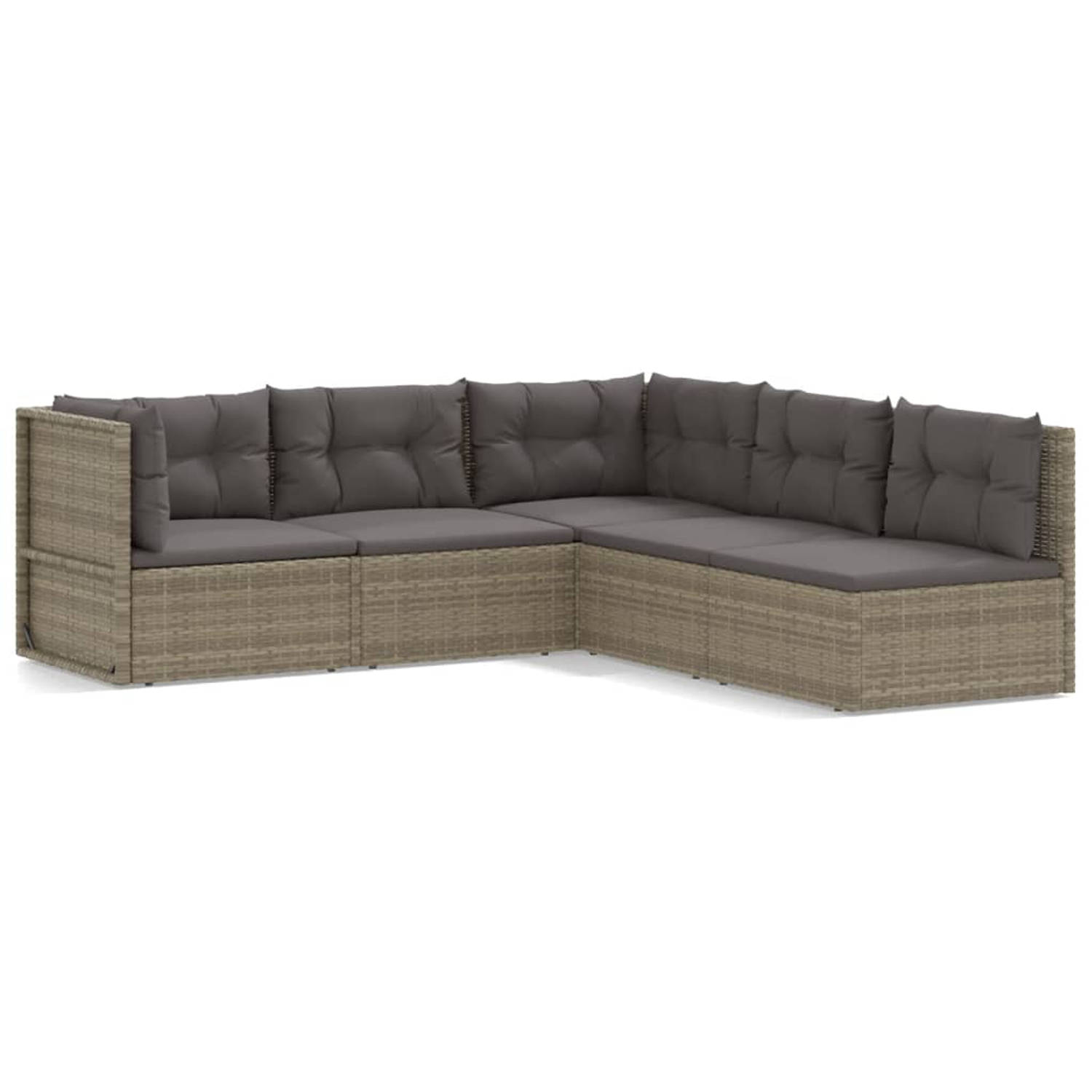 The Living Store Loungeset - Tuinmeubelen - Hoekbank 54x54x24.5/38/50/55cm - Grijs