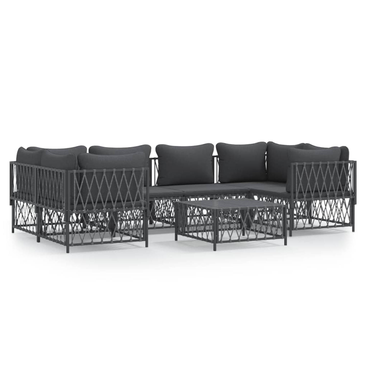 The Living Store Loungeset Tuinhoekbank Antraciet - 72x72x66 cm - Geweven stof