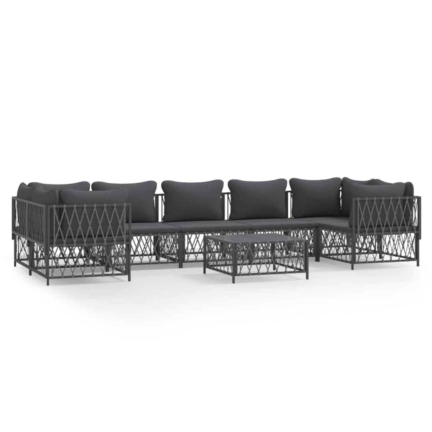 The Living Store Loungeset - Antraciet - 72 x 72 x 66 cm - Geweven stof