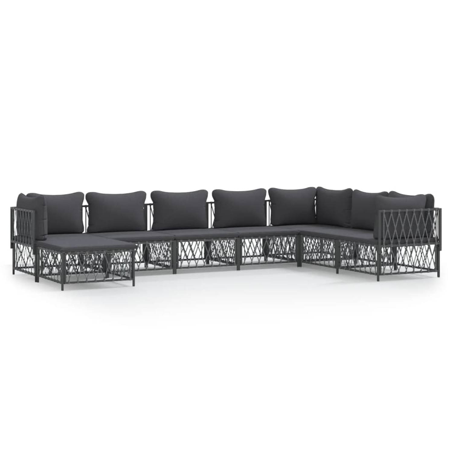 The Living Store loungeset outdoor - tuinhoekbank - middenbank - voetenbank - antraciet - 72x72x66cm - geweven stof