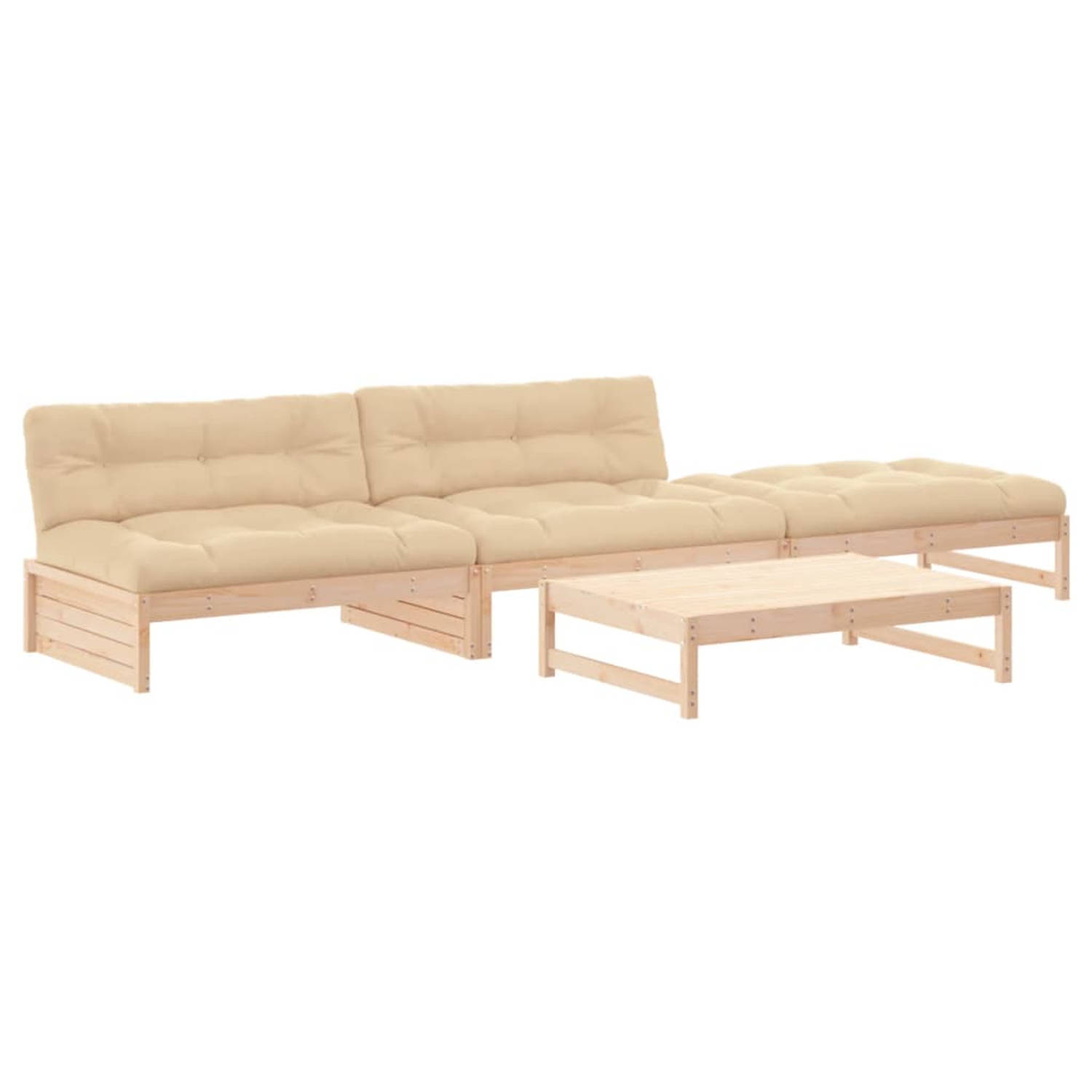 The Living Store Loungeset Massief Grenenhout - Tuin - 120x95x69 cm - Modulair