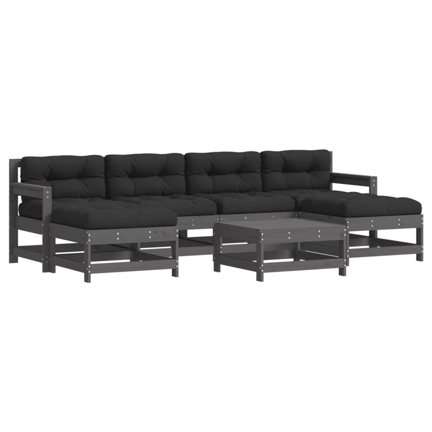 The Living Store Loungeset - Grenenhout - Grijs - 110 kg draagvermogen