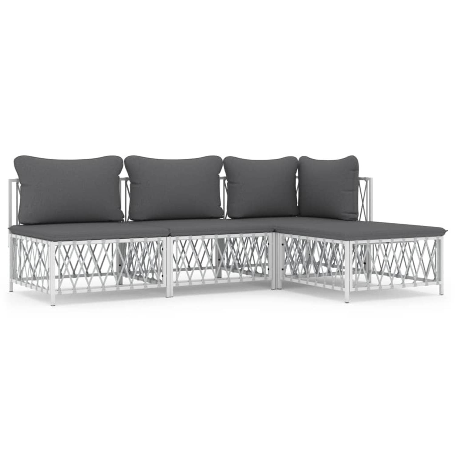 The Living Store Tuinhoekbank - Wit - Geweven stof - 72x72x66 cm - Comfortabele loungeset