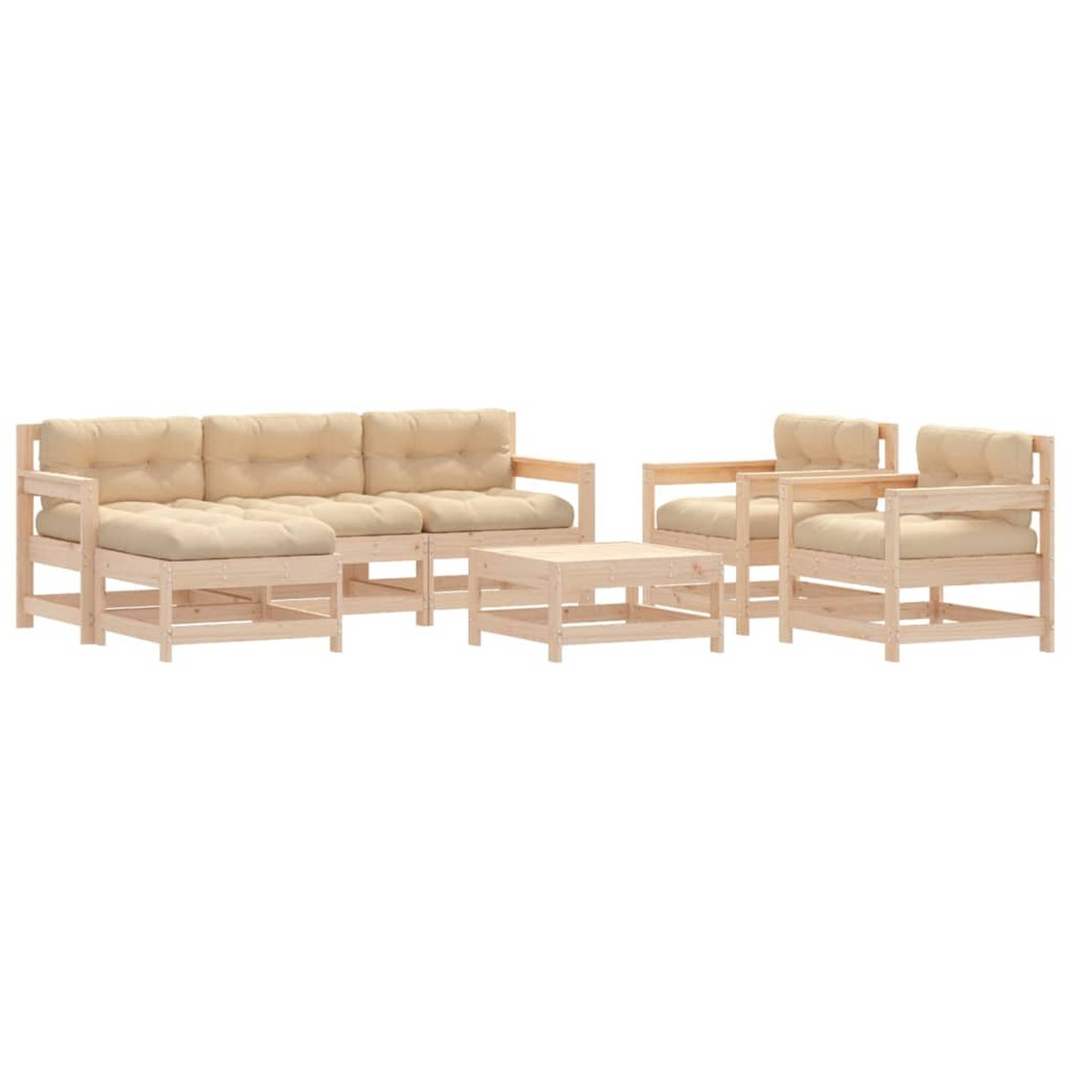 The Living Store 7-delige Loungeset met kussens massief teak - Tuinset