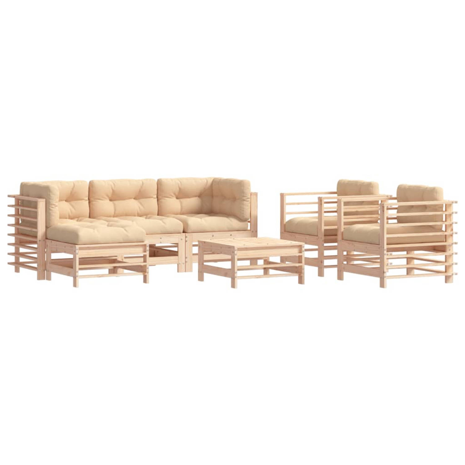 The Living Store 7-delige Loungeset met kussens massief teak - Tuinset