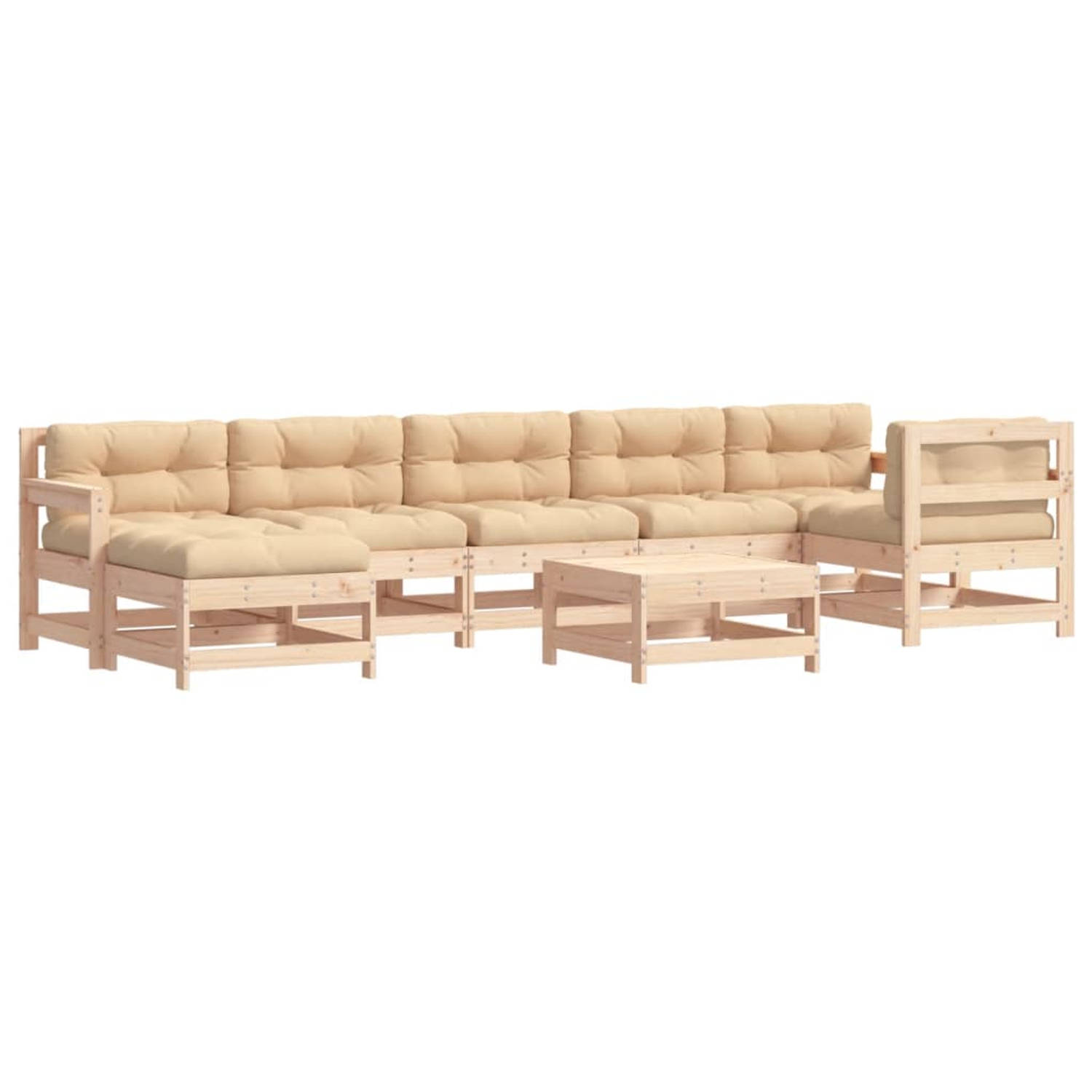 The Living Store 8-delige Loungeset met kussens massief hout - Tuinset