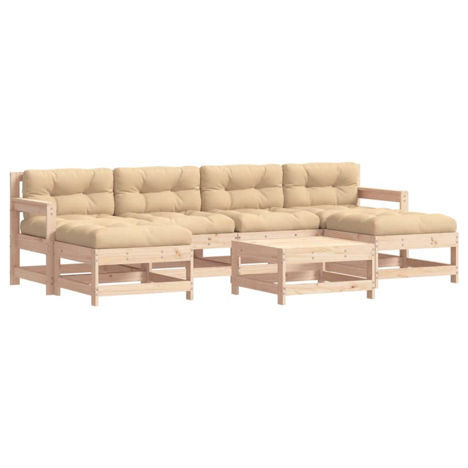 The Living Store 7-delige Loungeset met kussens massief teak - Tuinset