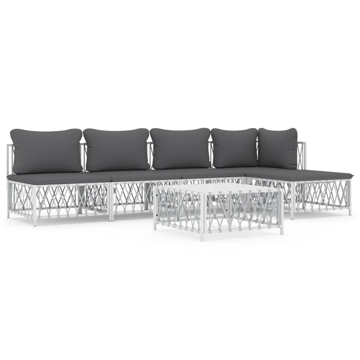 The Living Store Tuin Lounge Set - Geweven Stof - Wit - 72x72x66 cm - Modulair