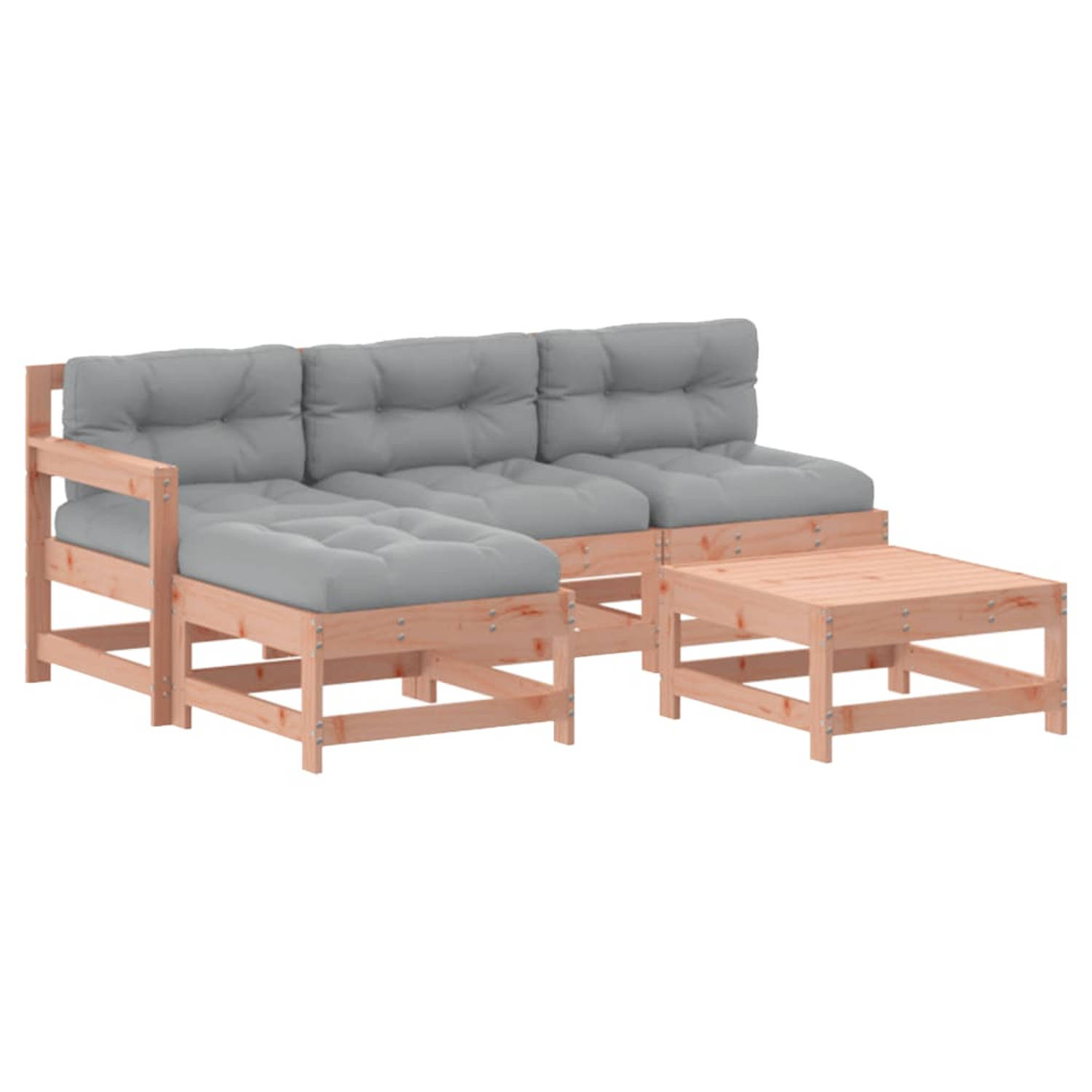 The Living Store 5-delige Loungeset met kussens massief douglashout - Tuinset