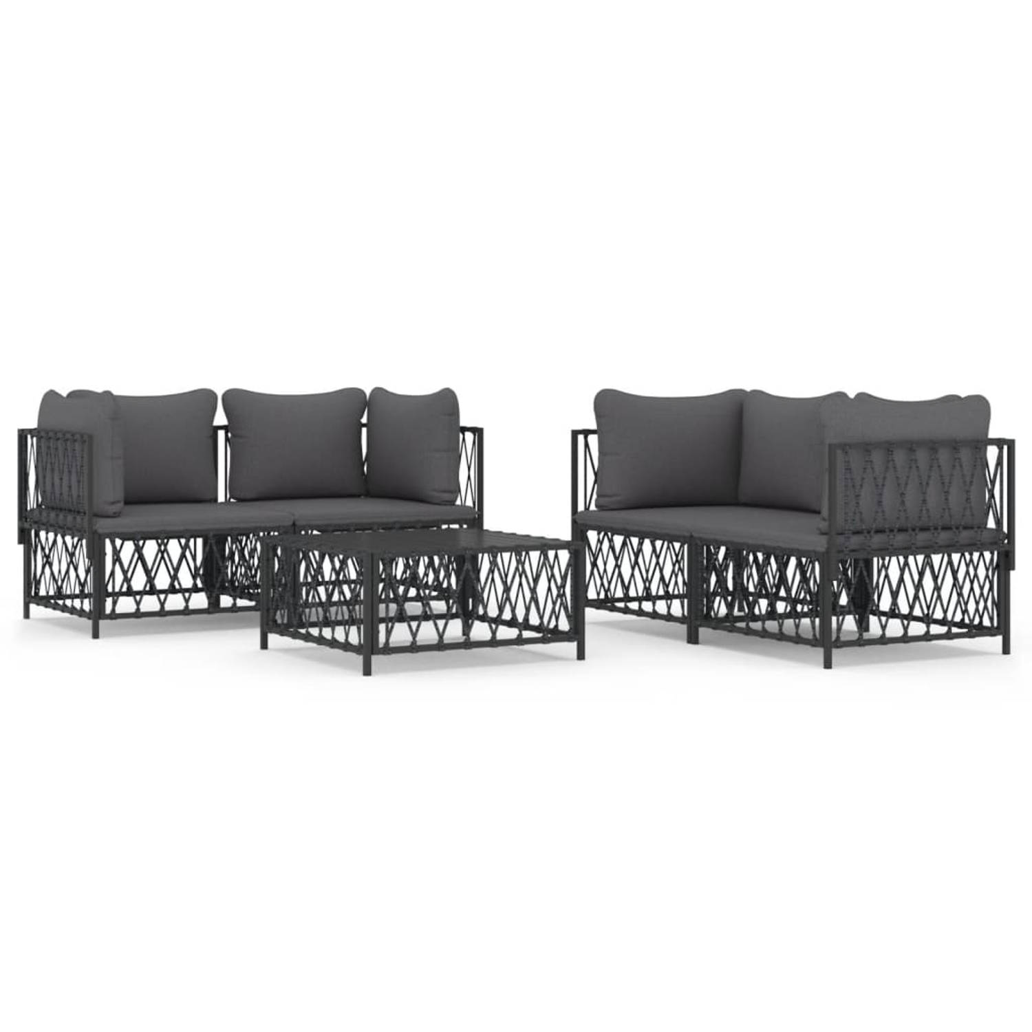 The Living Store Loungeset - Tuinhoekbank - Antraciet - 72 x 72 x 66 cm - Geweven stof