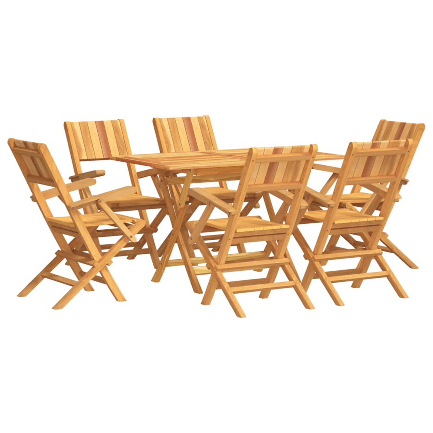 The Living Store Tuinset - Klassieke houten eethoek - Massief teakhout - Inklapbaar - Comfortabel - Stevig tafelblad - Gelat ontwerp