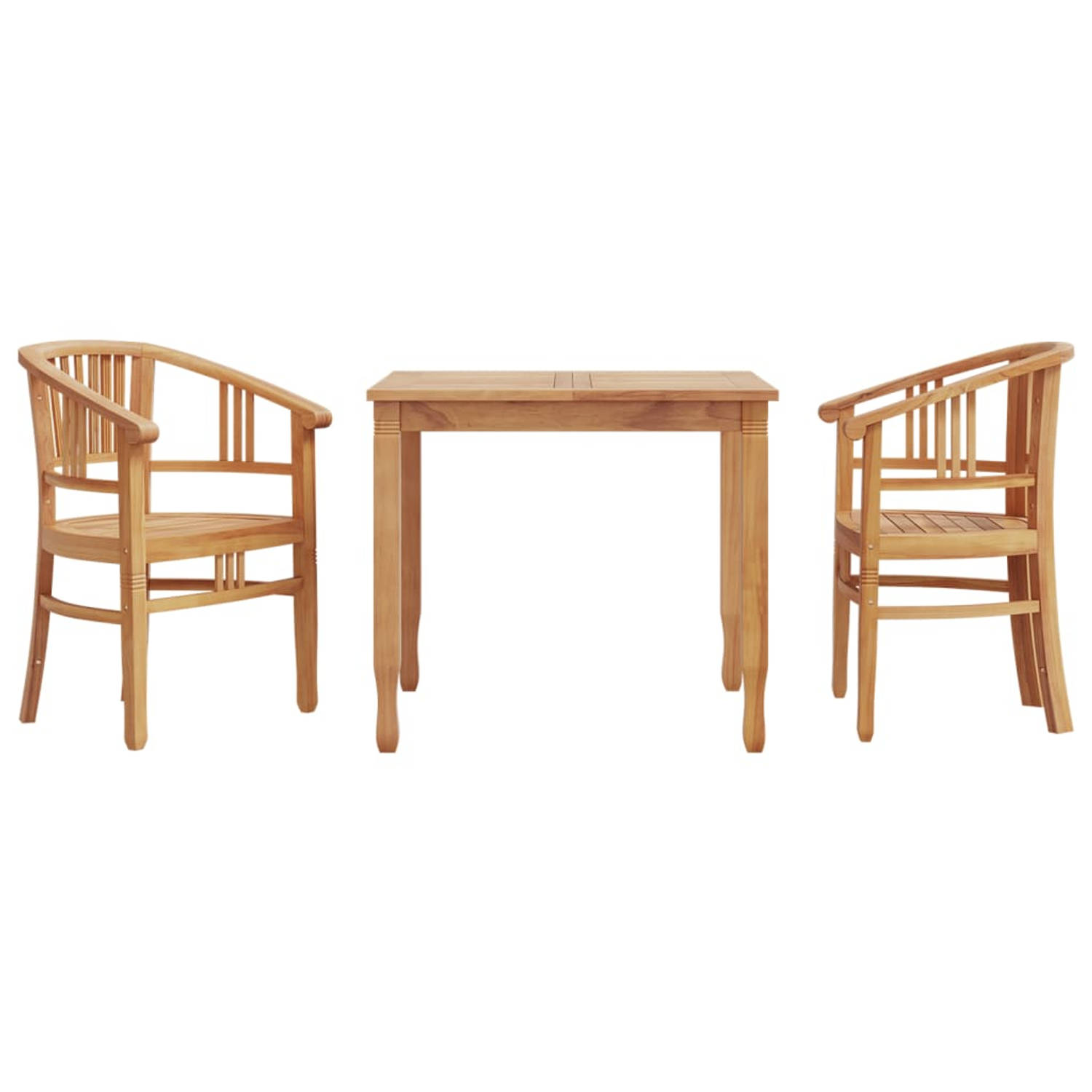 The Living Store Houten tuinset - Tafel 85 x 85 x 75 cm (L x B x H) - Stoelen 61 x 58 x 88 cm (B x D x H) - Comfortabel