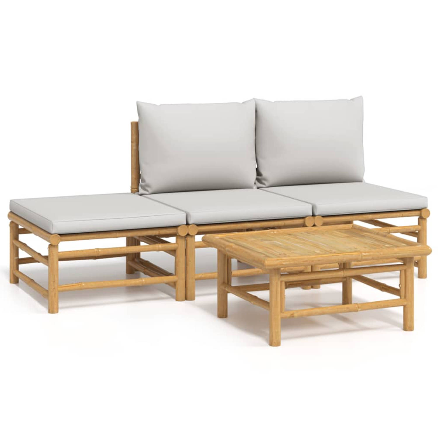 The Living Store Bamboe Tuinset - Elegant - Loungeset - Afmeting- 55 x 69 x 65 cm - Duurzaam materiaal