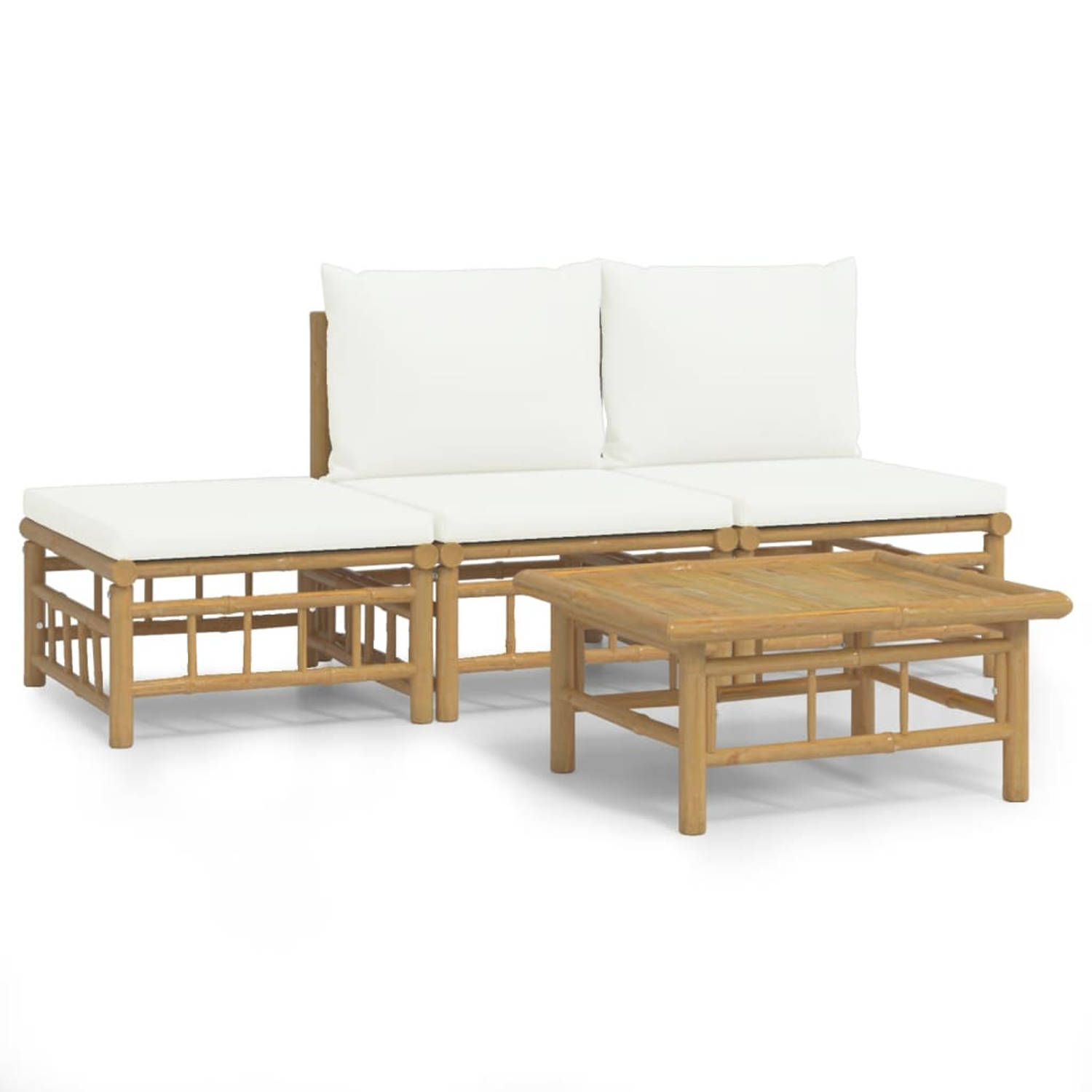 The Living Store Bamboe Tuinset - Elegant - Loungeset 55x65x30 cm - Duurzaam materiaal